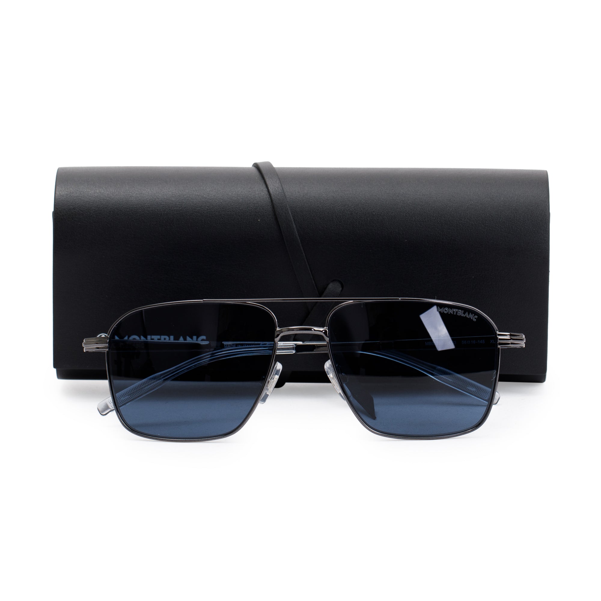 Montblanc MB0278S Ruthenium Square Tinted Sunglasses w/ Case