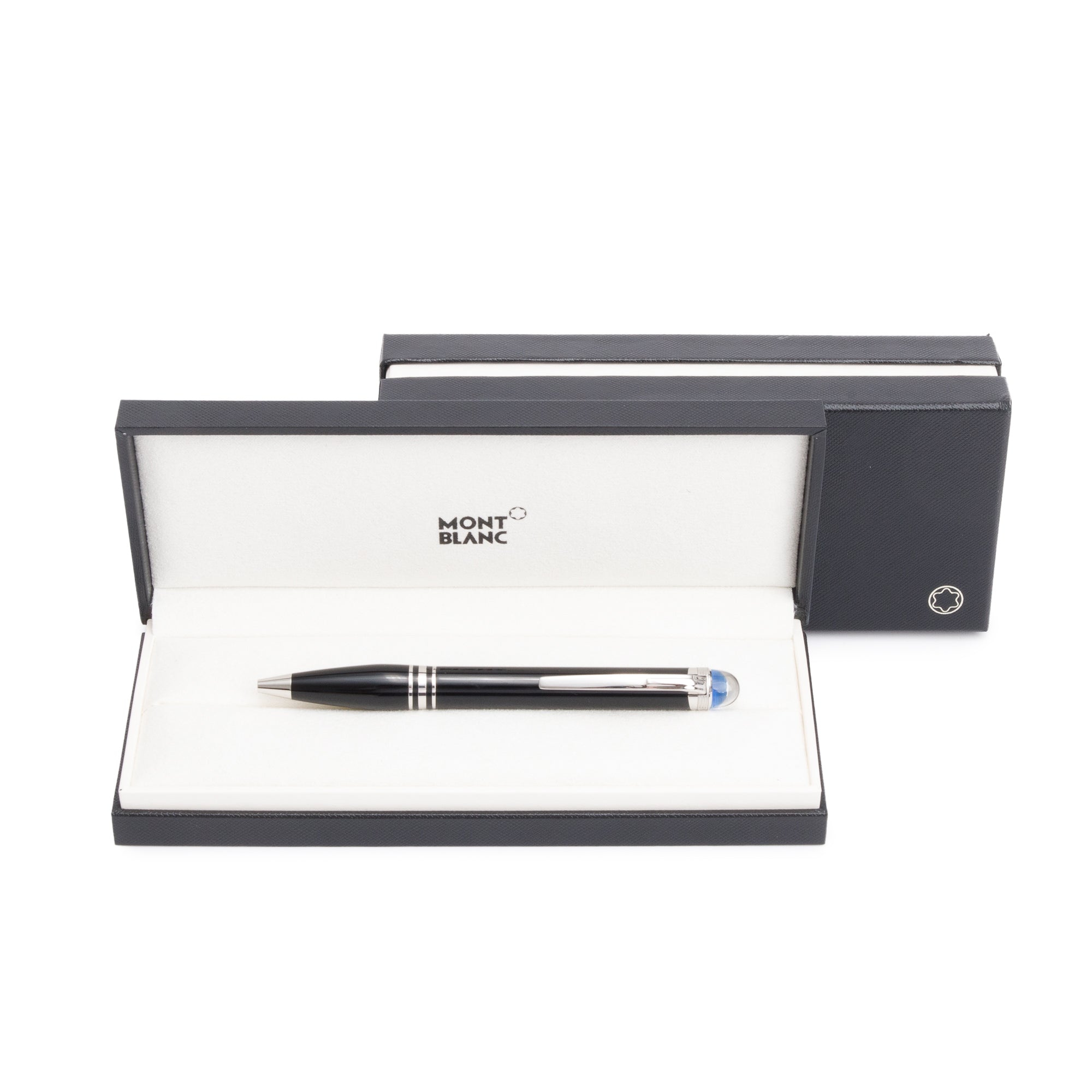 Montblanc Platinum Coated StarWalker Black Resin Ballpoint Pen w/ Box & Refills