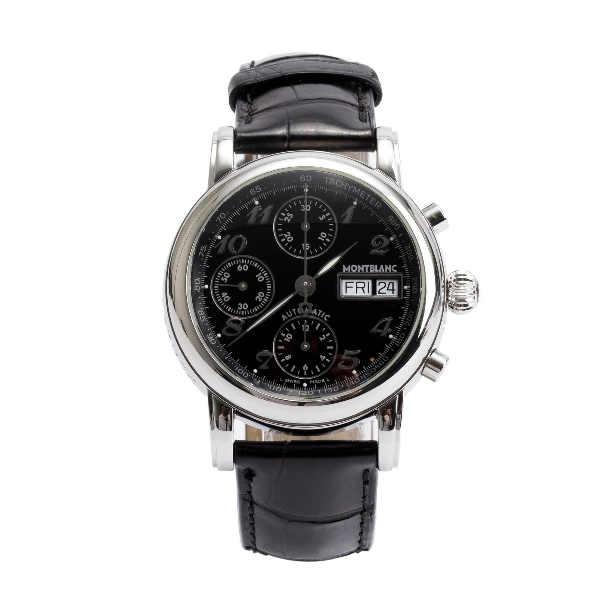 Montblanc Stainless Steel Meisterstuck Star Day Date 38 MM Chronograph Automatic Watch