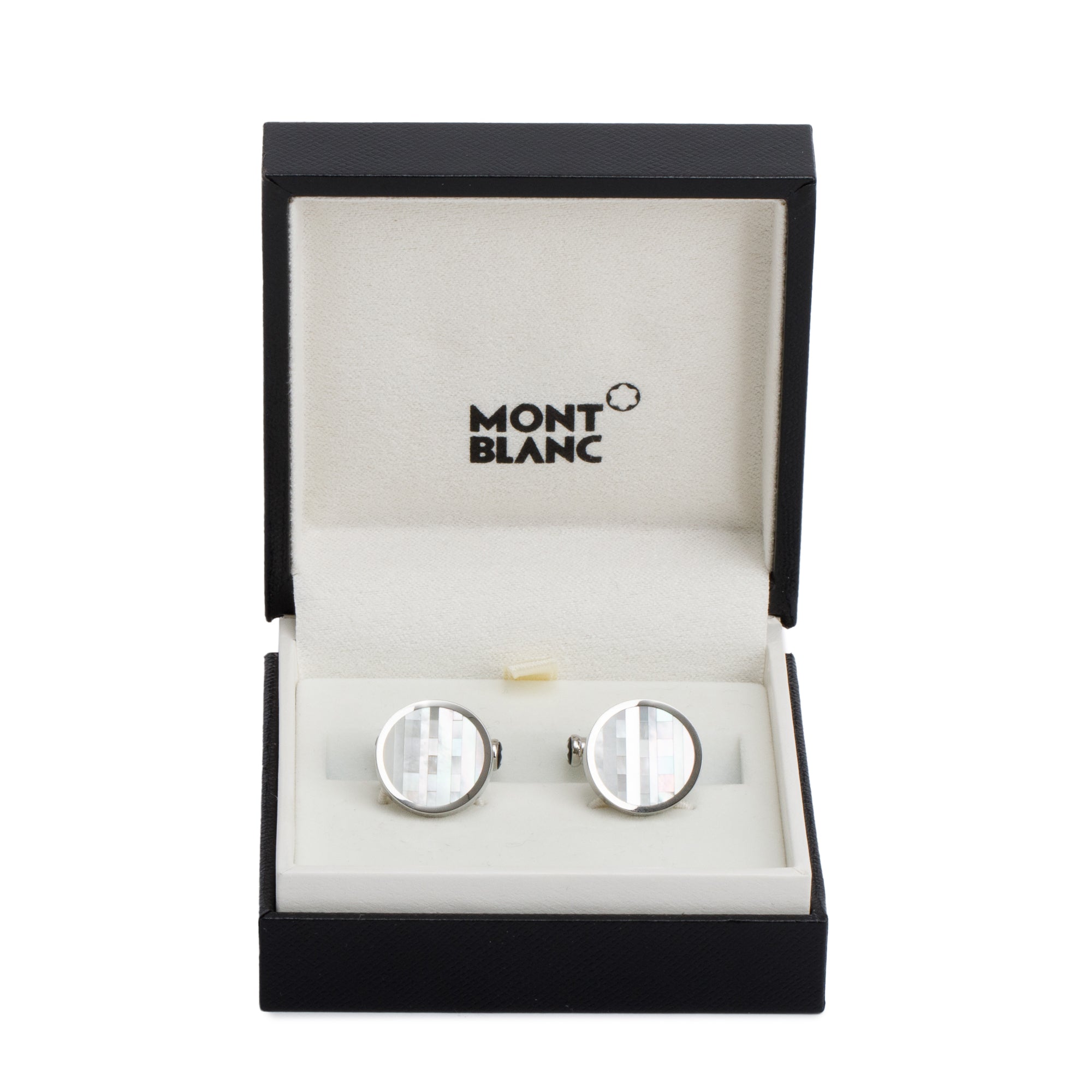 Montblanc Stainless Steel Mother of Pearl Cufflinks w/ Box