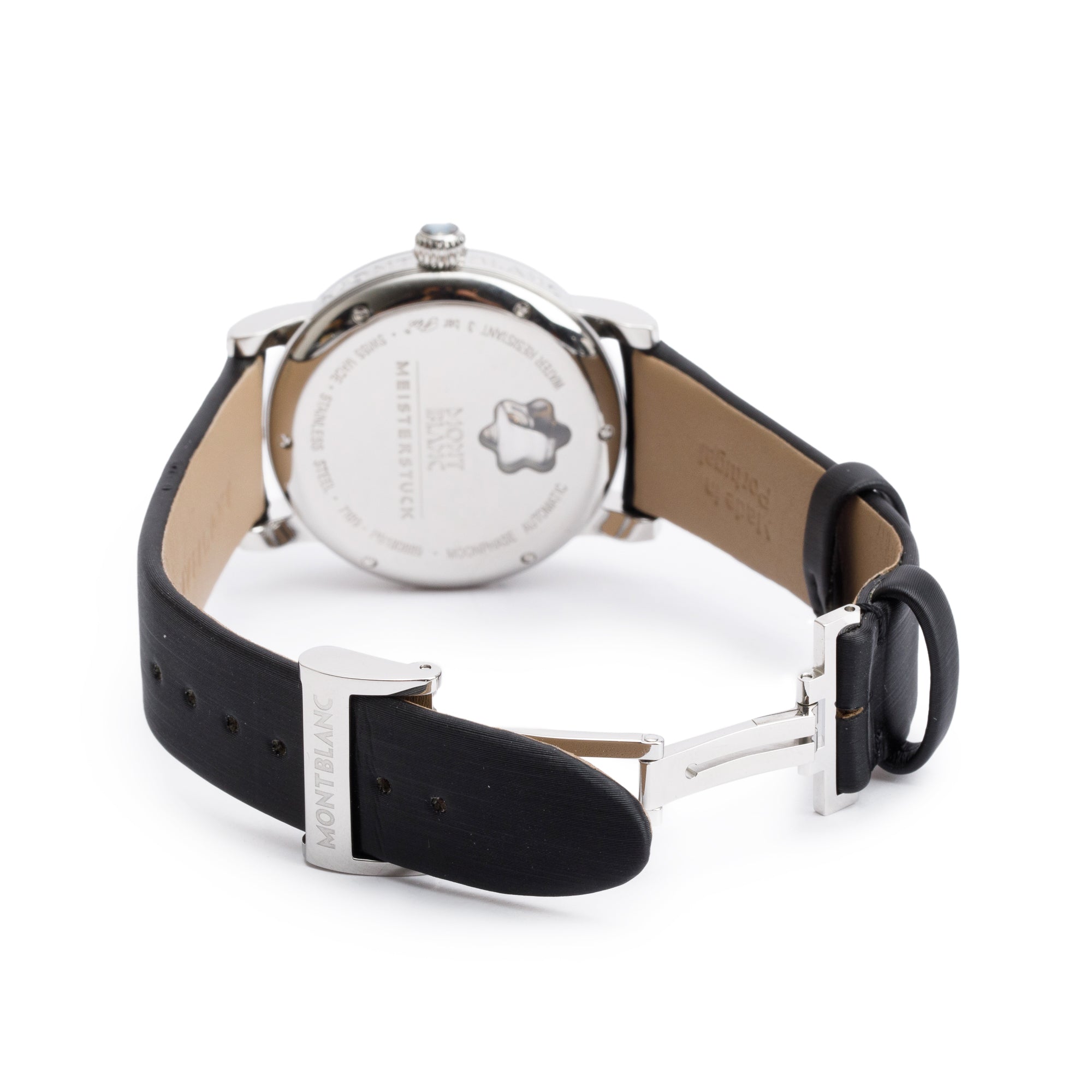 Montblanc Stainless Steel Star Diamond Bezel Mother of Pearl Diamond Dial 36 MM Automatic Moonphase Watch 7109