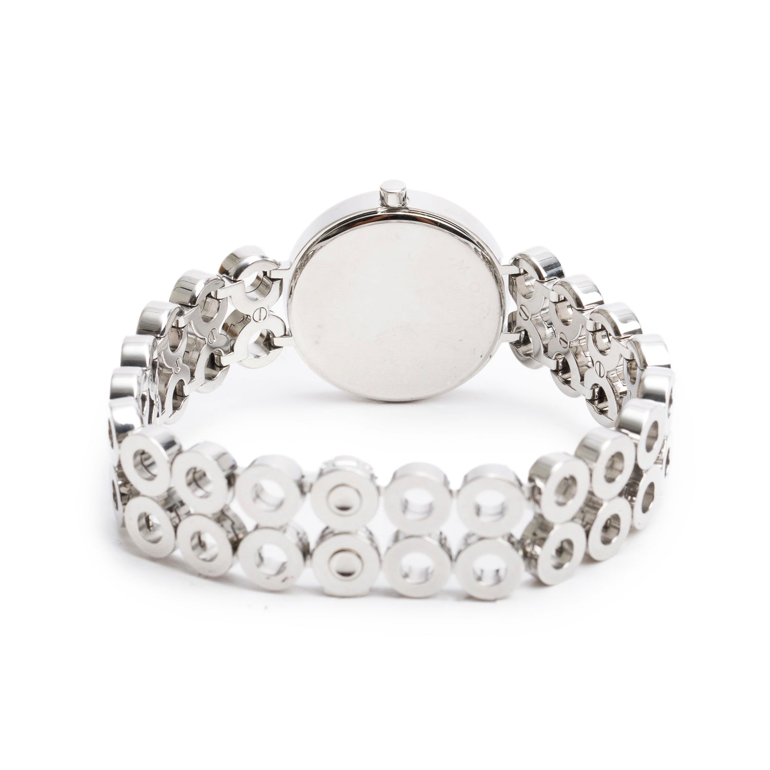 Movado Stainless Steel Diamond Bezel Ono 25 MM Quartz Watch Mother of Pearl Dial