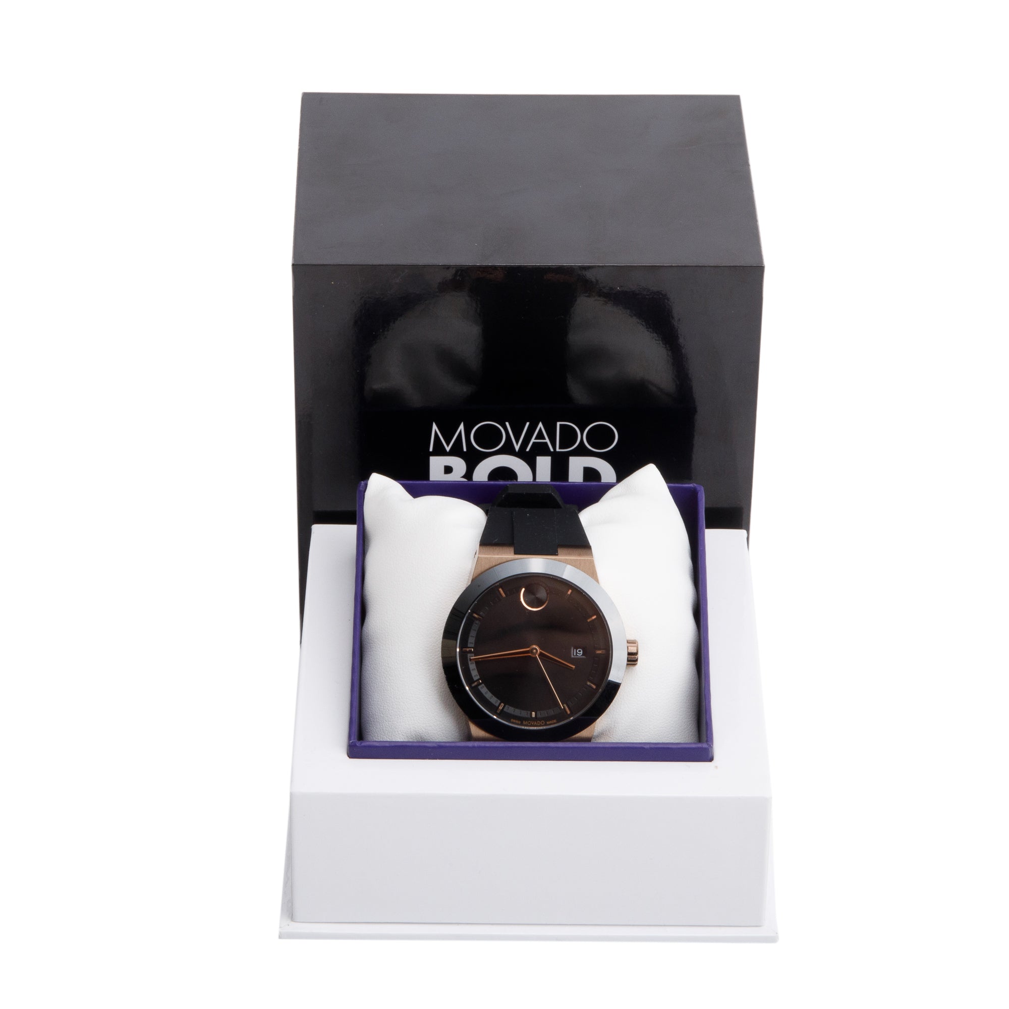 Movado Bronze Ion-Plated Stainless Steel & Black Ceramic Bold Fusion 42 MM Quartz Watch w/ Box