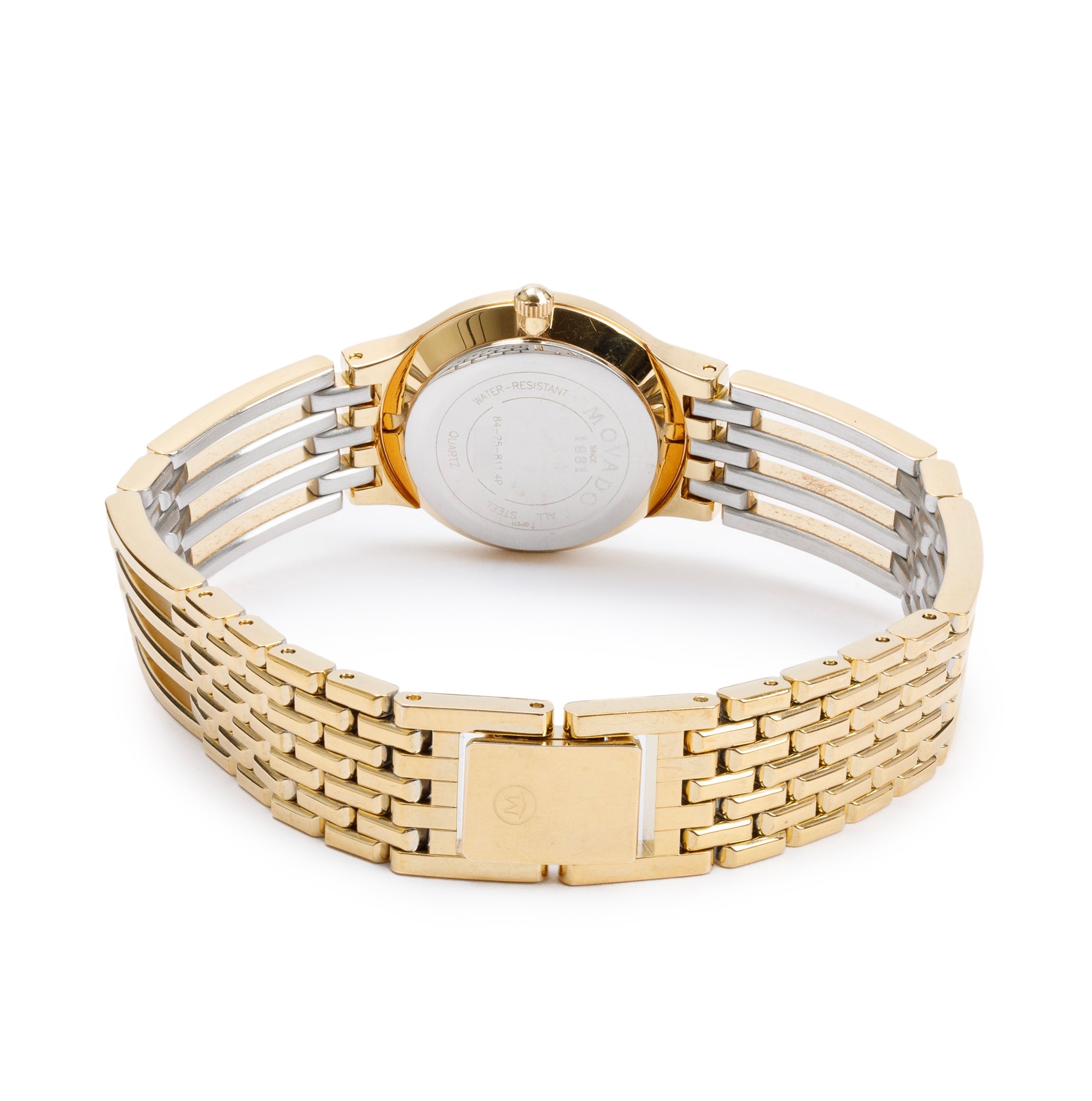 Movado Gold Plated Stainless Steel Esperanza Mother of Pearl Dial 23 MM Watch w/ Box