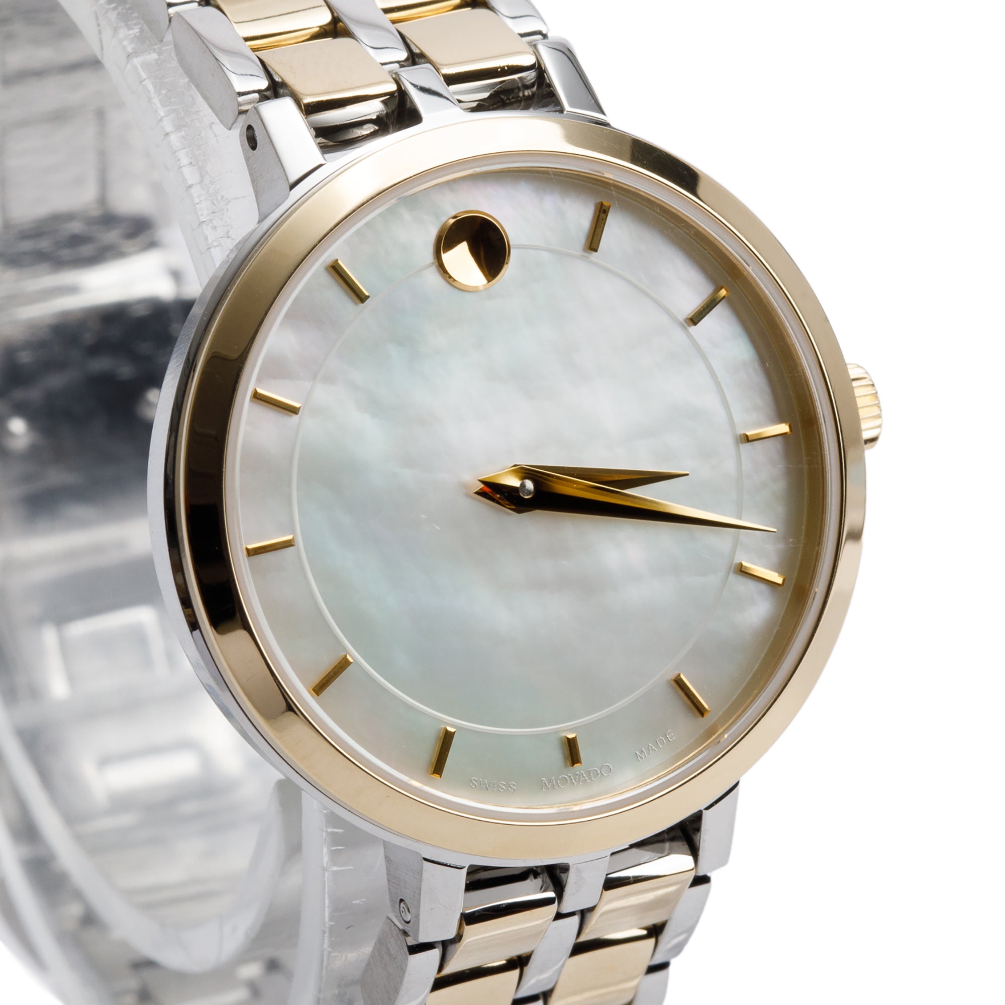 Movado Gold-Plated & Stainless Steel Kora 28 MM Quartz Watch Mother of Pearl Dial