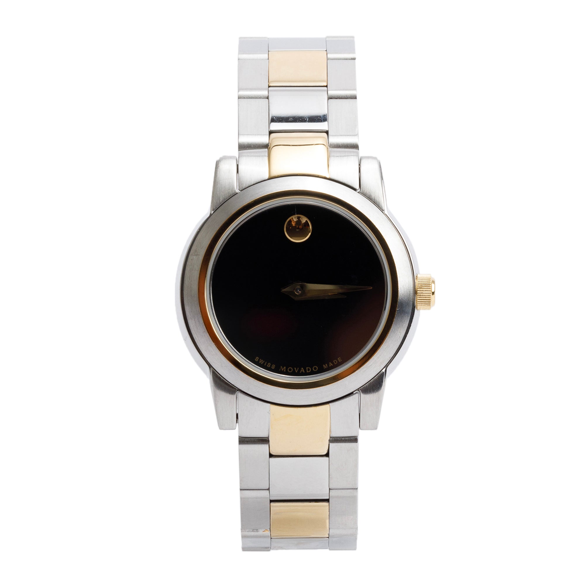 Movado Gold-Plated & Stainless Steel Museum 24 MM Quartz Watch Black Dial