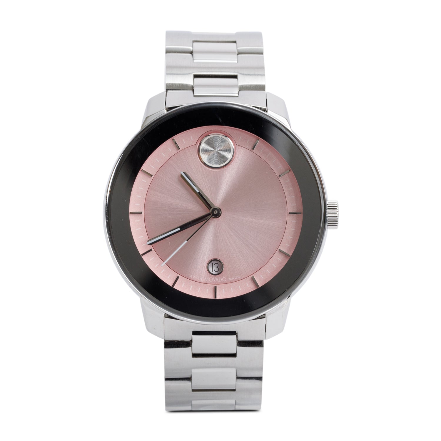 Movado Stainless Steel Bold Verso 38 MM Quartz Watch Pink Dial