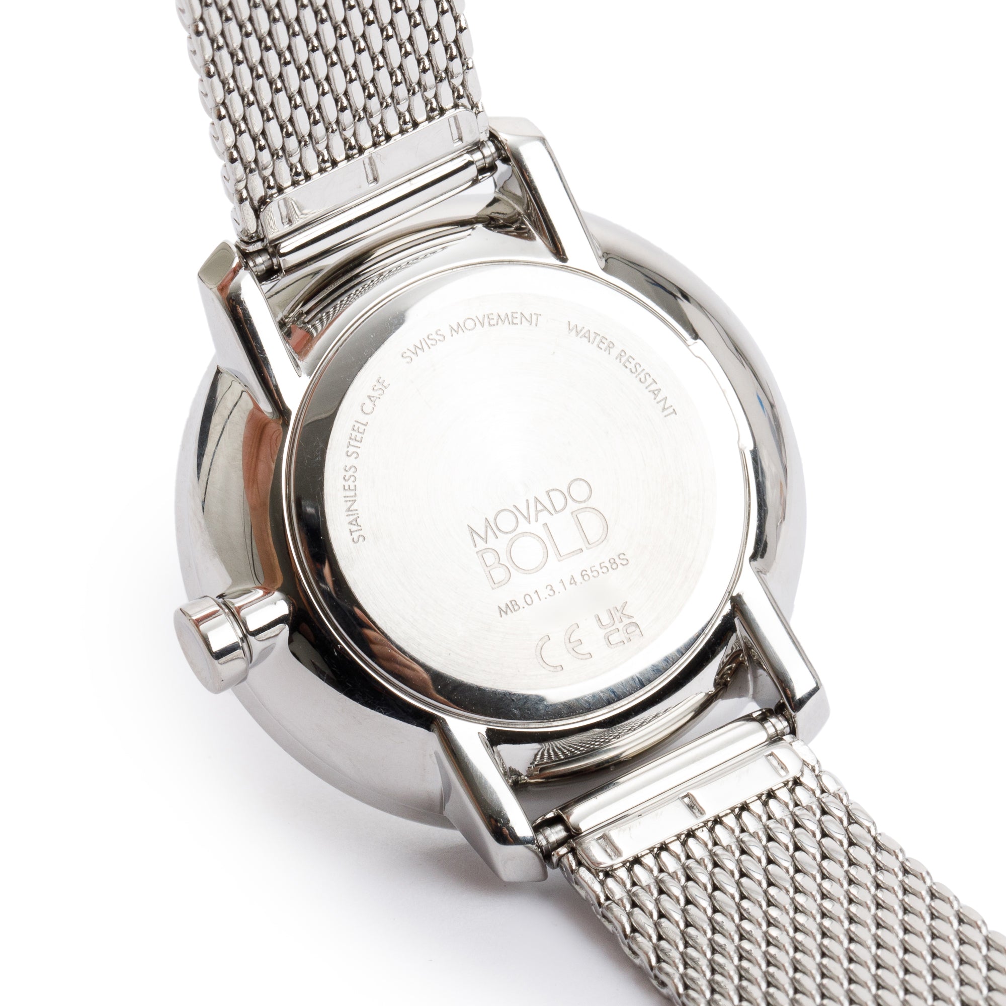 Movado Stainless Steel Diamond Bezel Bold 34 MM Watch w/ Box