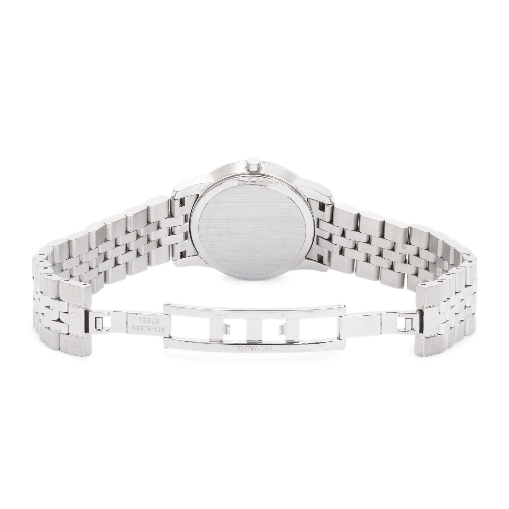 Movado Stainless Steel Museum 28 MM Watch w/ Mother of Pearl Diamond Dial w/ Box & Papers