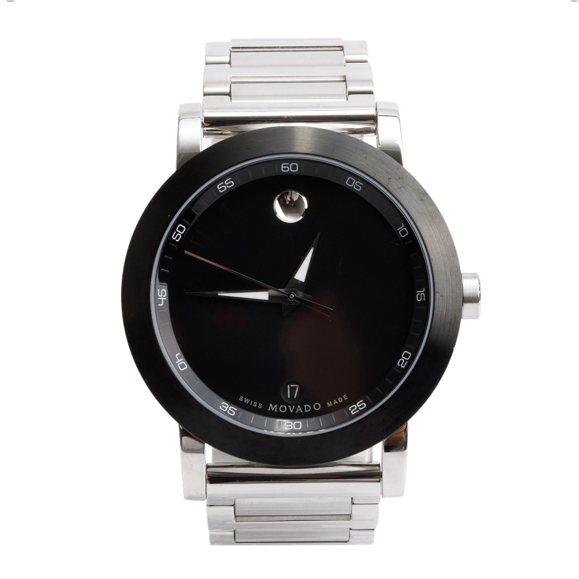 Movado Stainless Steel Museum Sport 42 MM Quartz Watch w/ Box & Papers