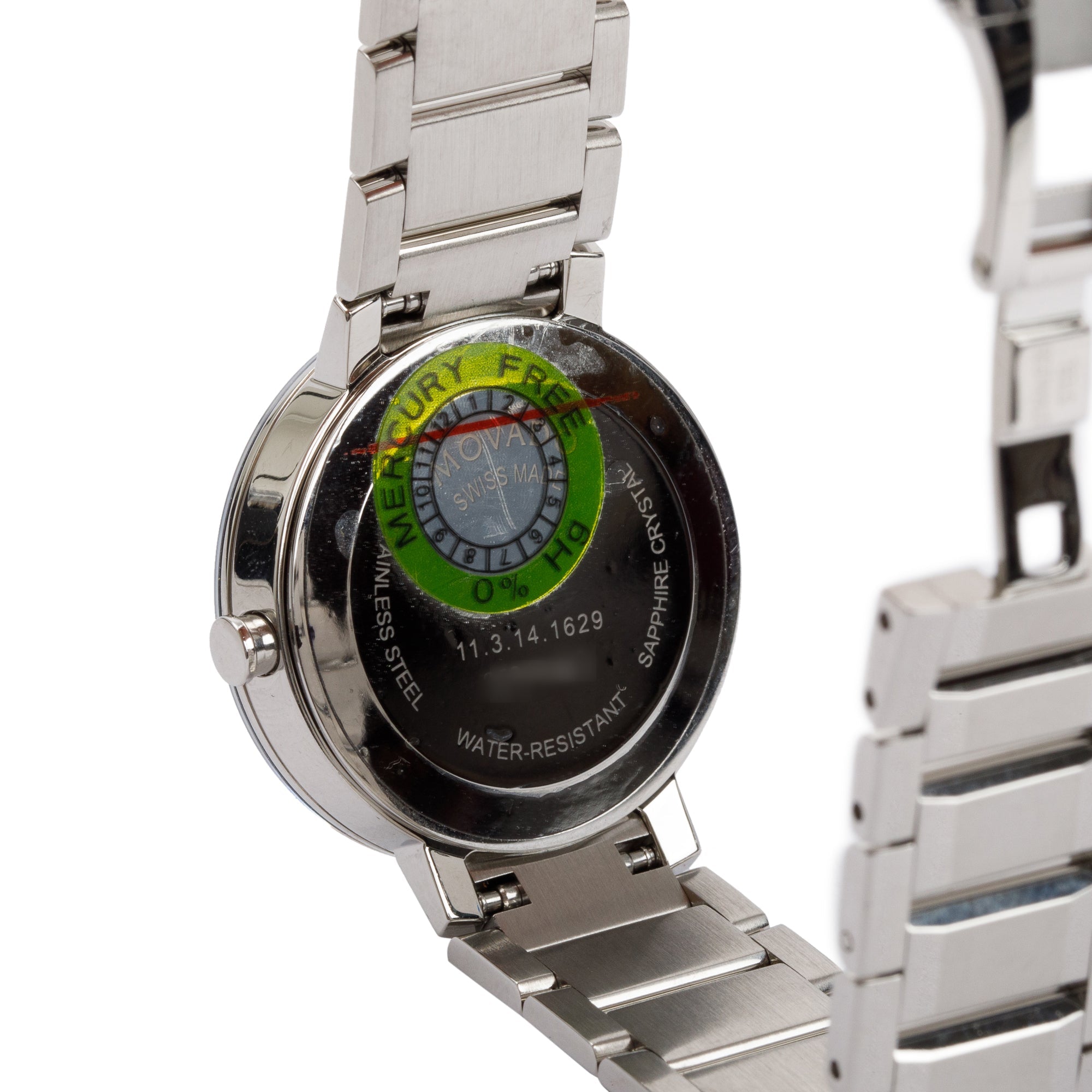 Movado Stainless Steel Sapphire 28 MM Quartz Watch w/ Box