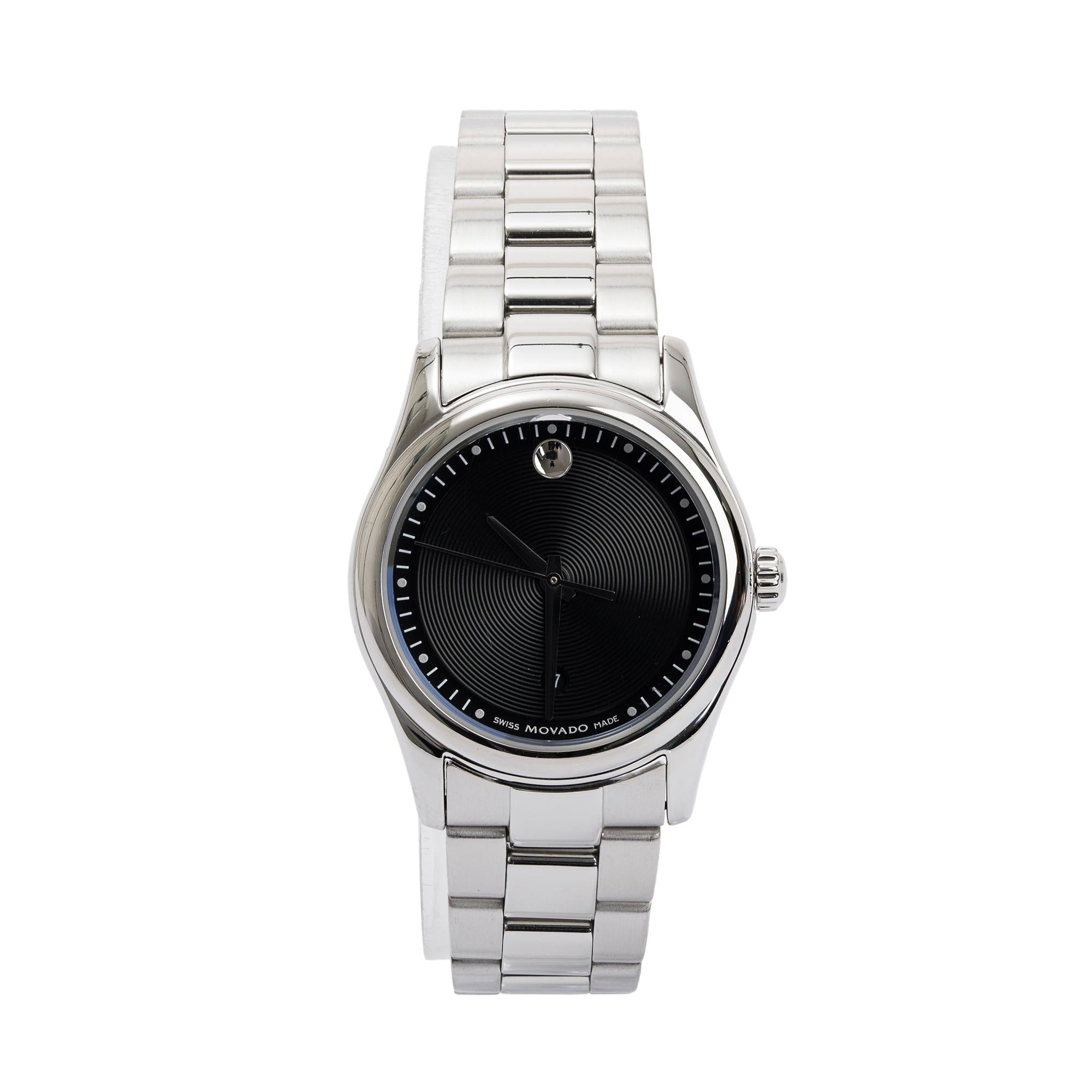Movado Stainless Steel Sportivo 28 MM Watch w/ Box & Papers