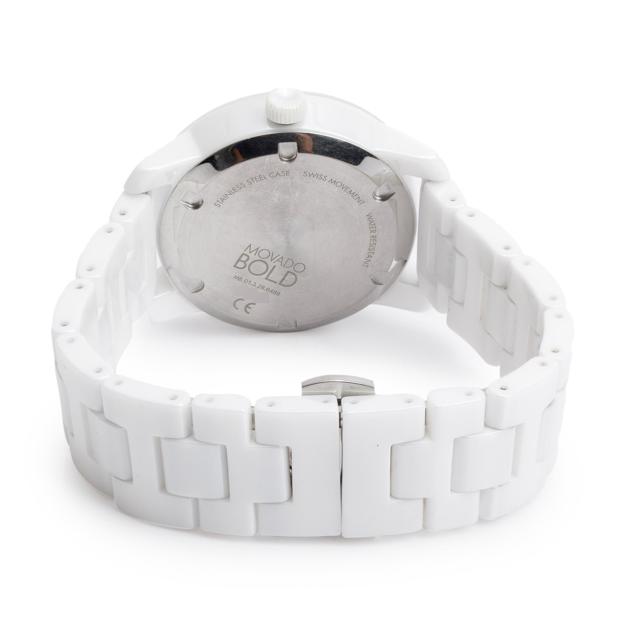 Movado Stainless Steel & White Ceramic Bold 36 MM Quartz Watch