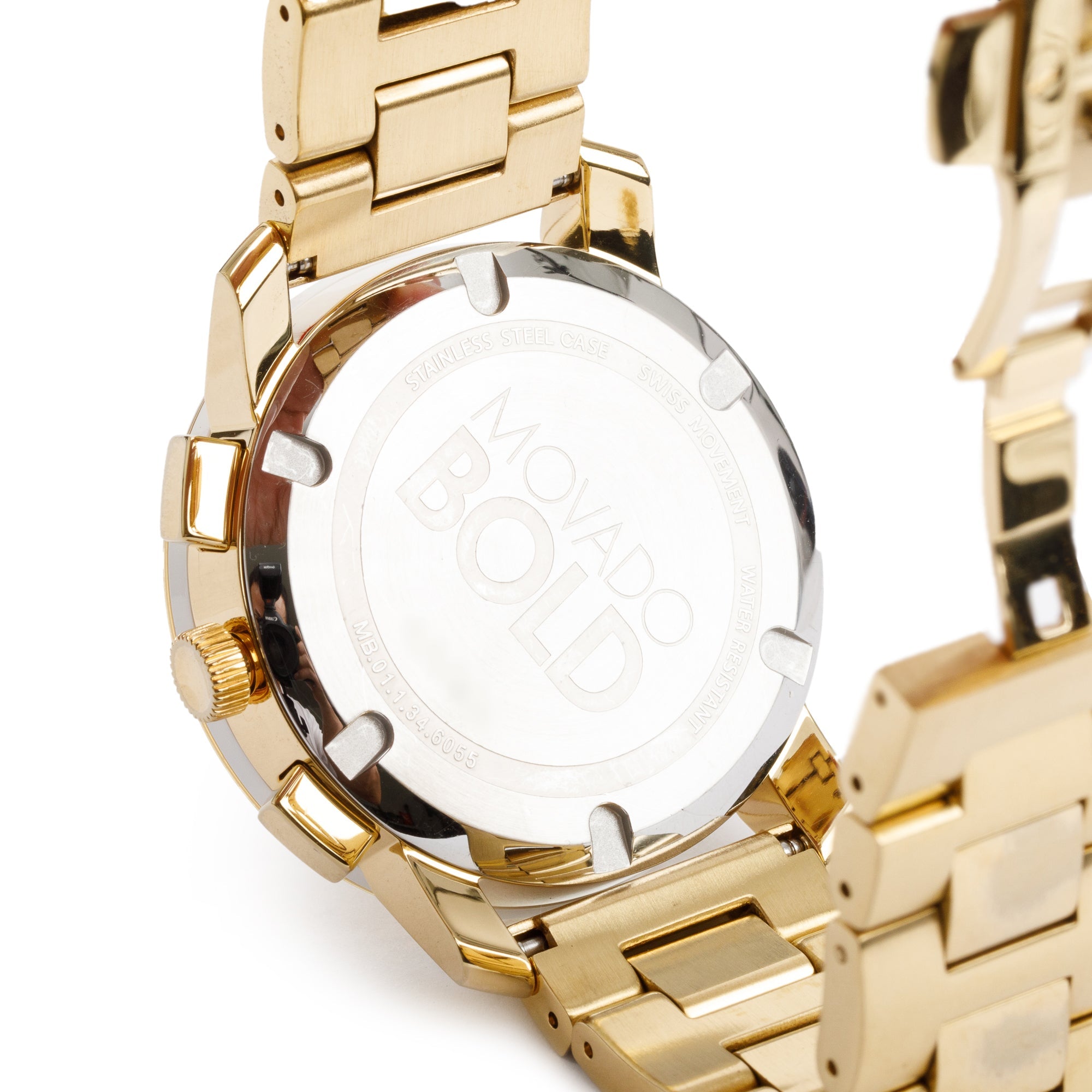 Movado Yellow Gold Plated Stainless Steel Bold Evolution 44 MM Watch w/ Box