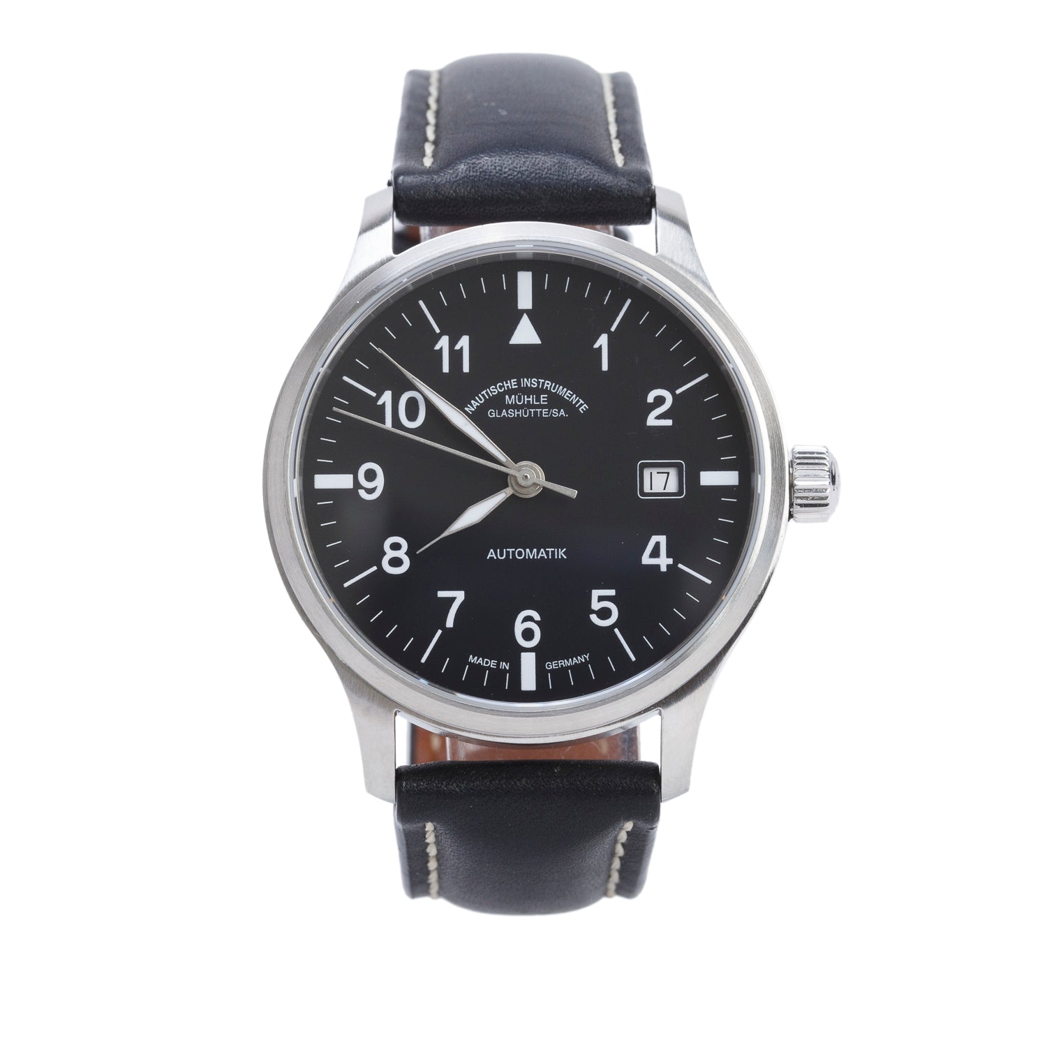 Muhle Glashutte Stainless Steel Terrasport II 40 MM Automatic Watch Black Dial w/ Box