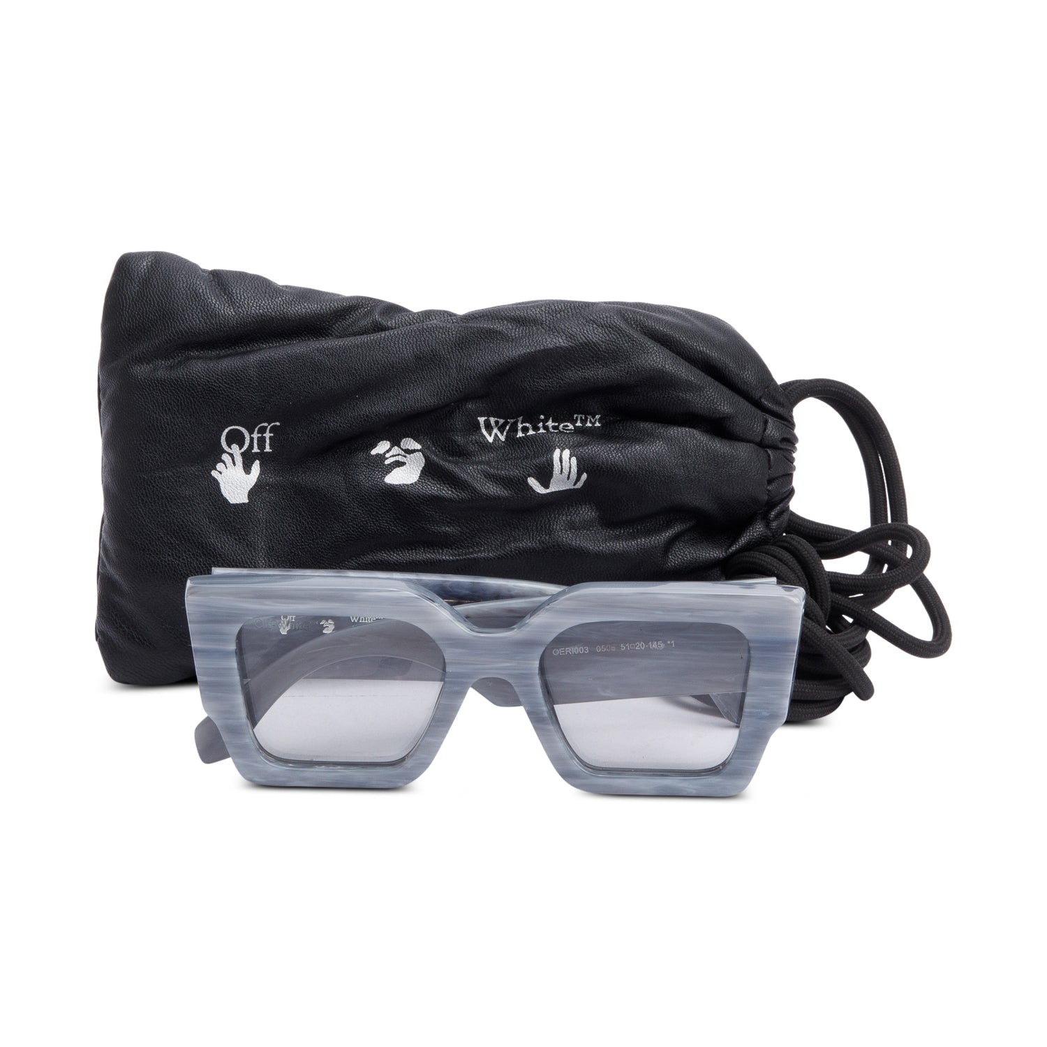 Off-White OER1003 Grey Acetate Catalina Square Sunglasses w/ Case