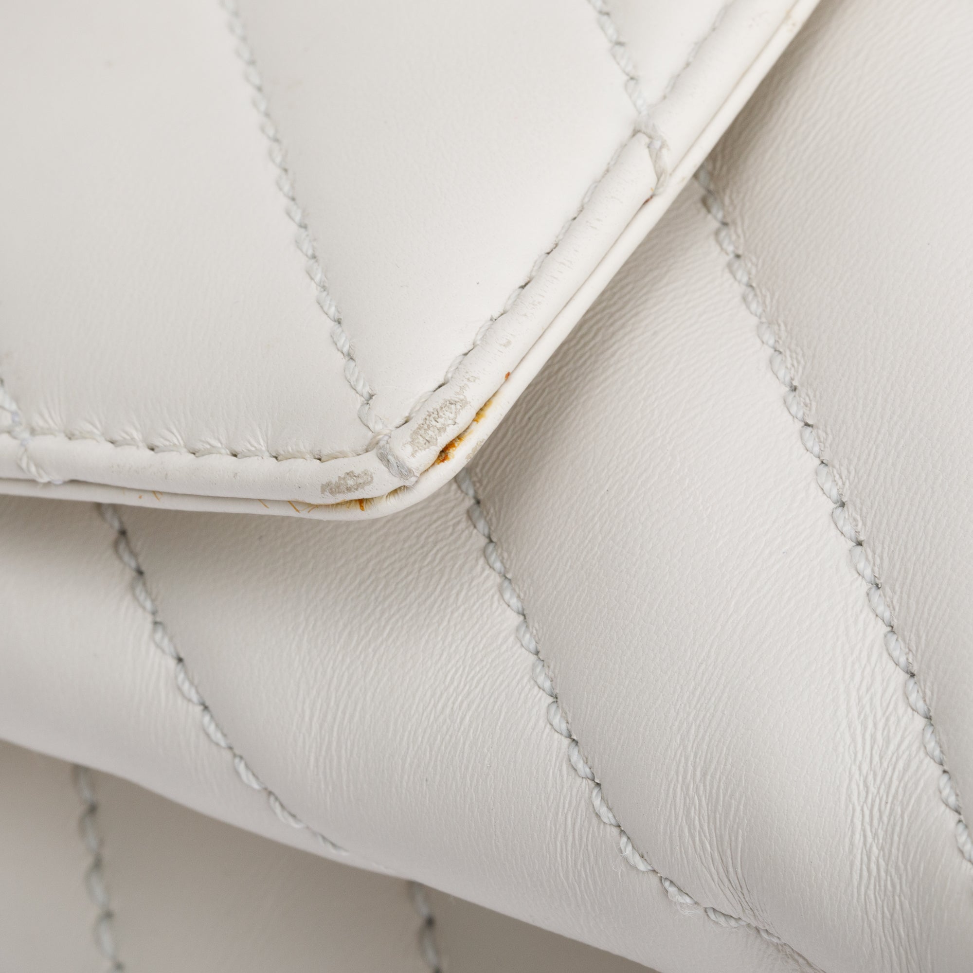 Off-White White Quilted Leather Small Jackhammer 19 Shoulder Bag w/ Box