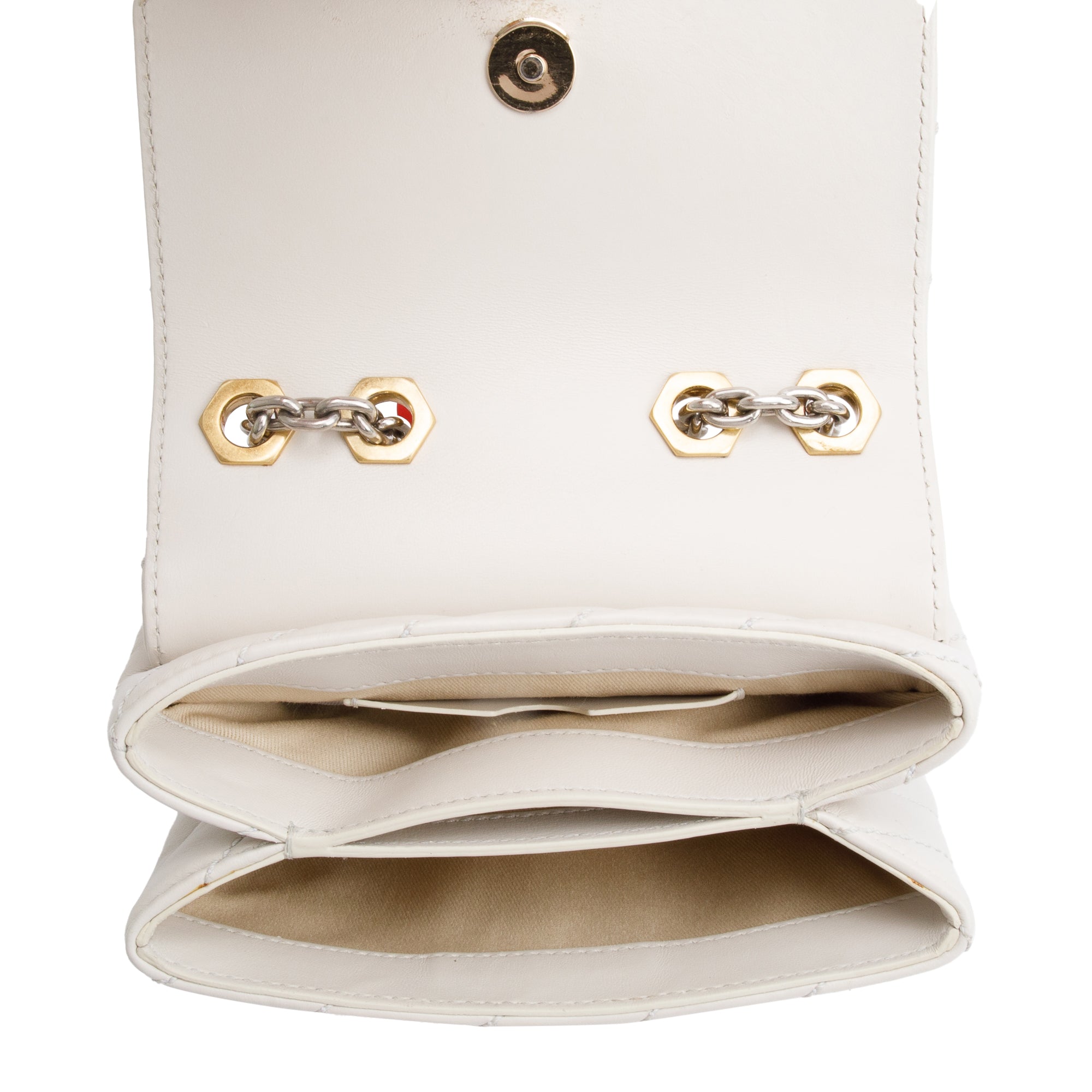 Off-White White Quilted Leather Small Jackhammer 19 Shoulder Bag w/ Box