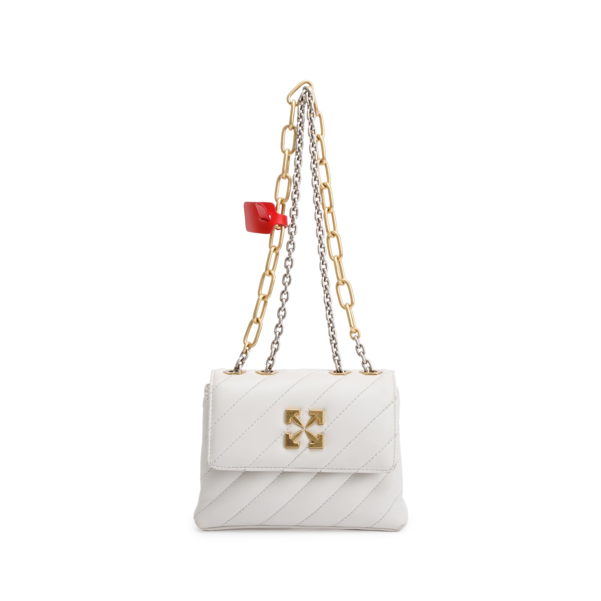 Off-White White Quilted Leather Small Jackhammer 19 Shoulder Bag w/ Box