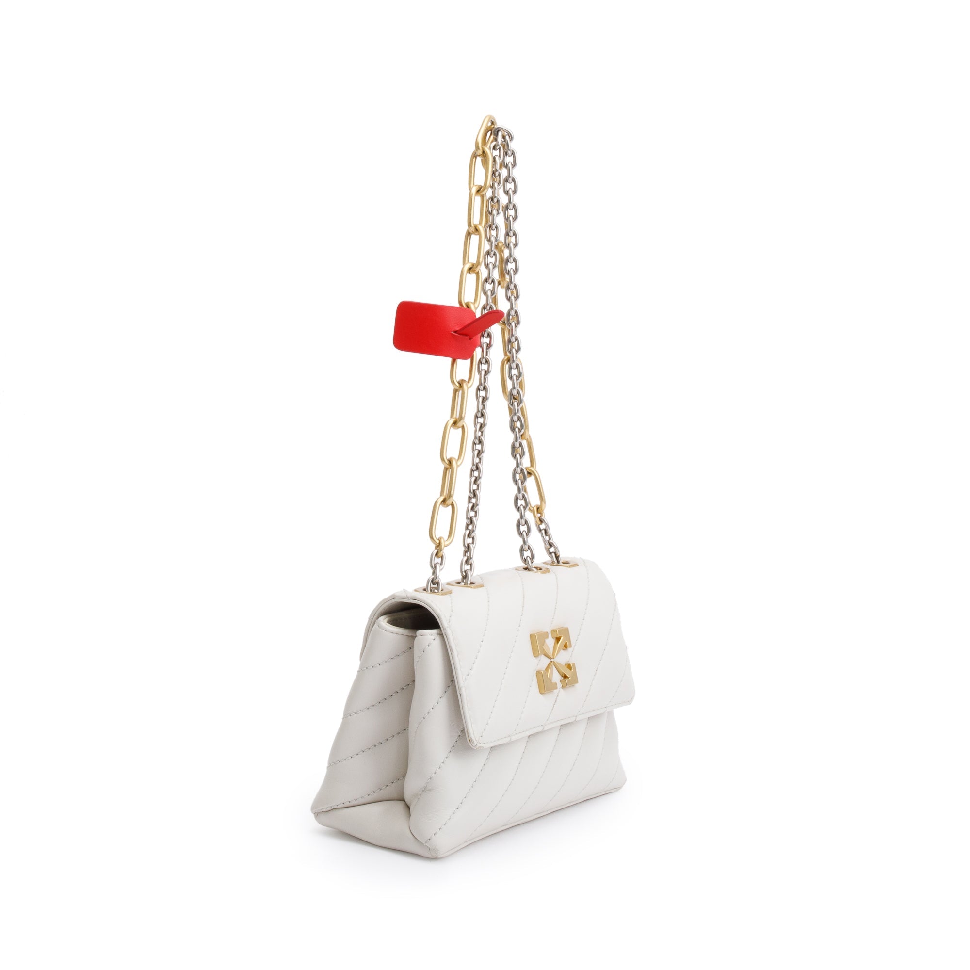 Off-White White Quilted Leather Small Jackhammer 19 Shoulder Bag w/ Box