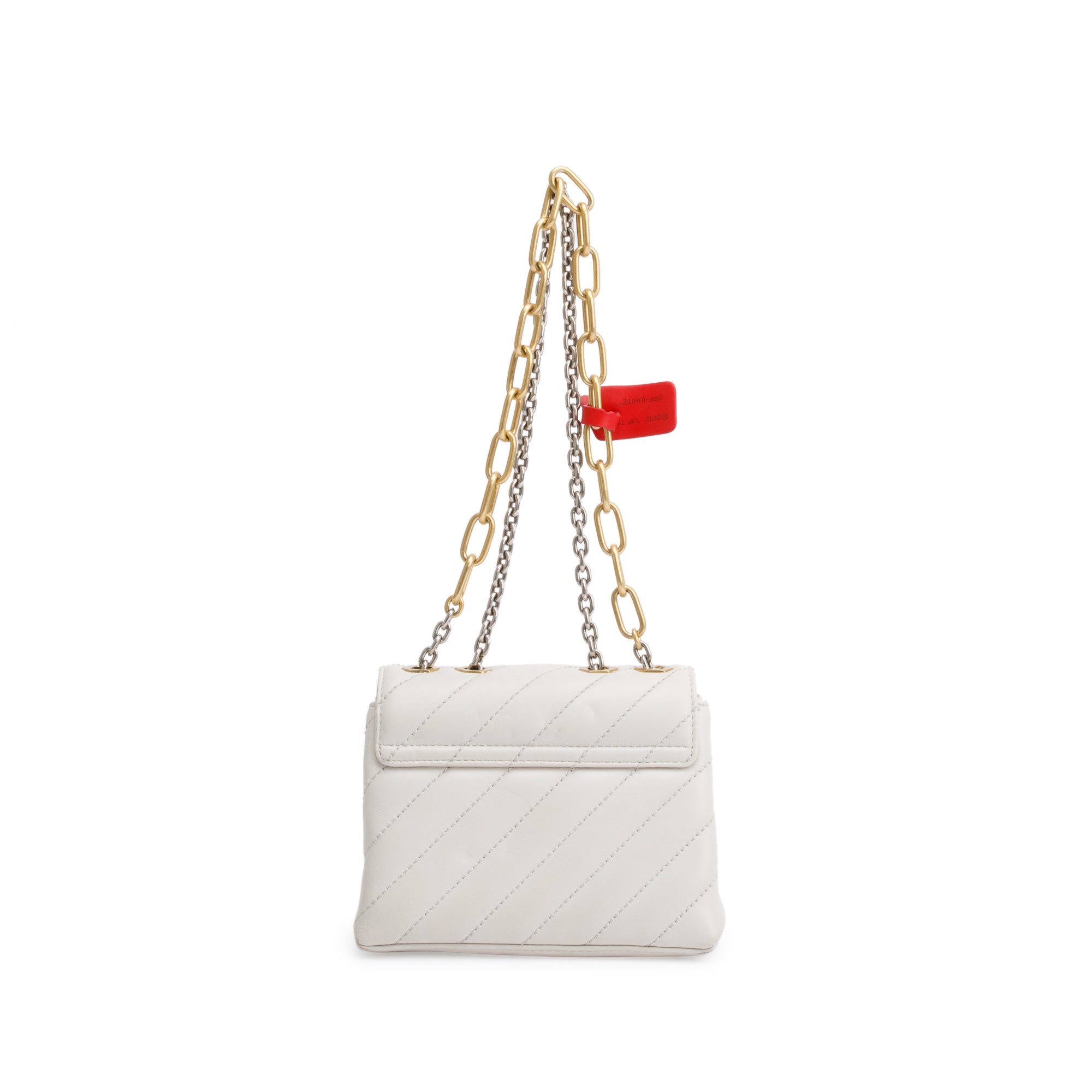 Off-White White Quilted Leather Small Jackhammer 19 Shoulder Bag w/ Box