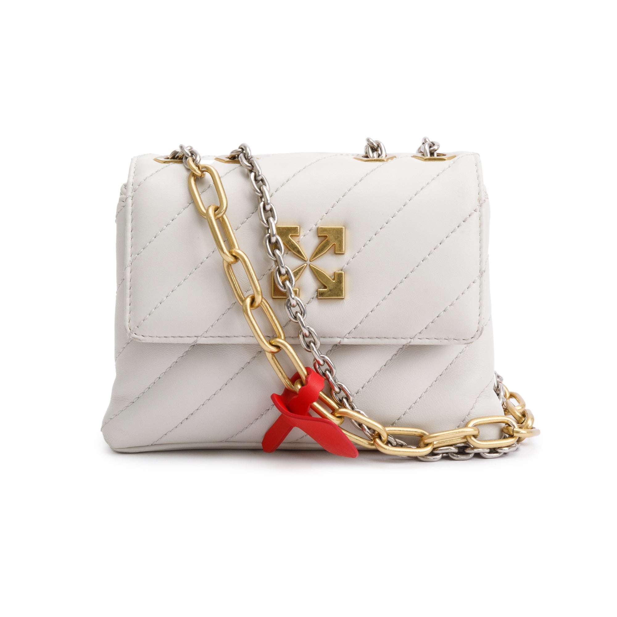 Off-White White Quilted Leather Small Jackhammer 19 Shoulder Bag w/ Box