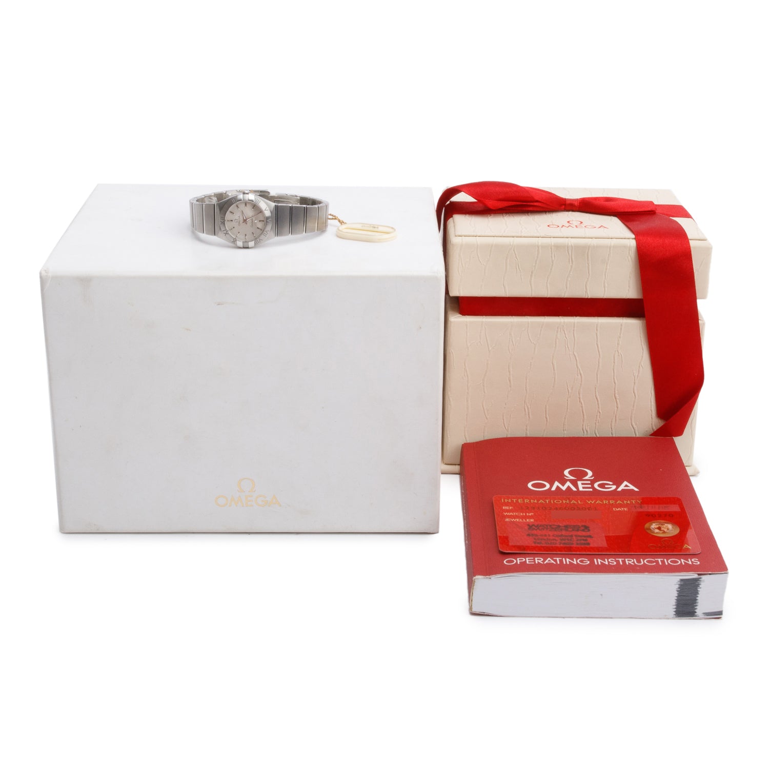 Omega Stainless Steel Constellation 24 MM Quartz Watch Silver Dial w/ Box & Papers