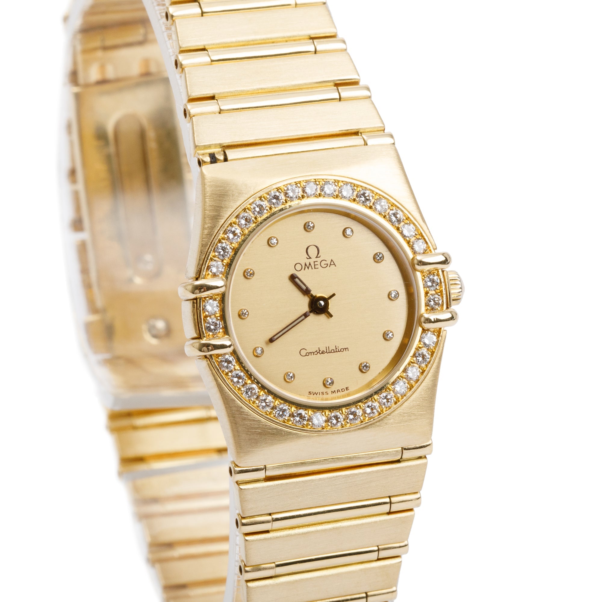 Omega 18k Yellow Gold Constellation 23 MM Diamond Bezel & Dial Watch