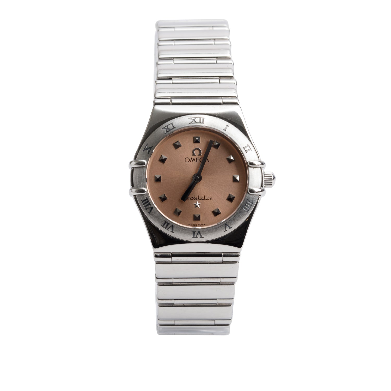 Omega Stainless Steel Constellation 25 MM Quartz Watch Pink Dial