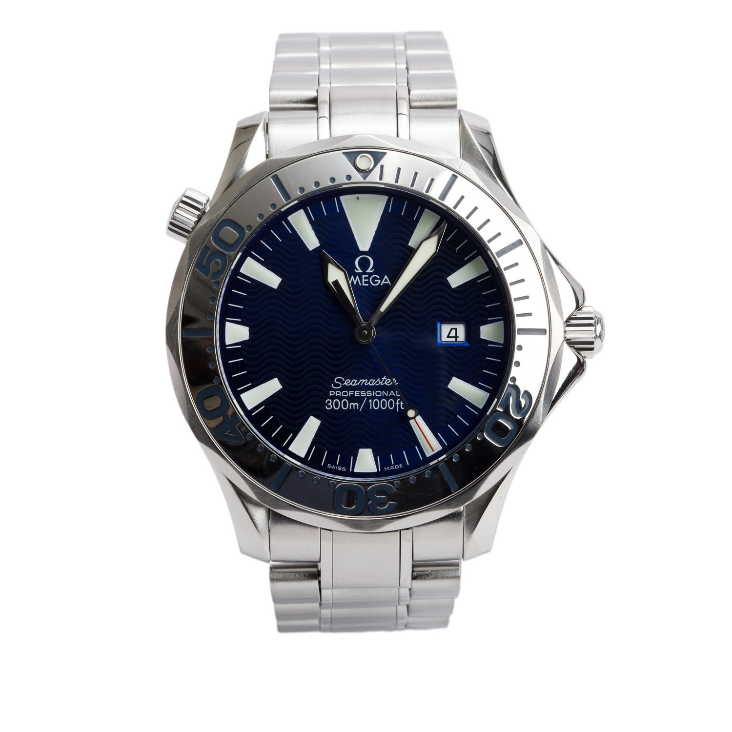 Omega Stainless Steel Seamaster Professional 300M 41 MM Quartz Watch Blue Dial