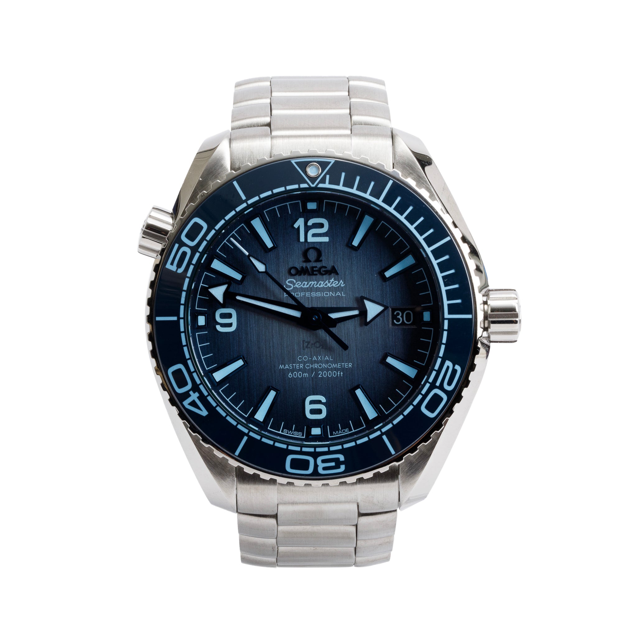 Omega 2024 Stainless Steel Seamaster Planet Ocean 600M Co-Axial Master Chronometer 39.5 MM Automatic Watch Summer Blue Dial w/ Box & Papers