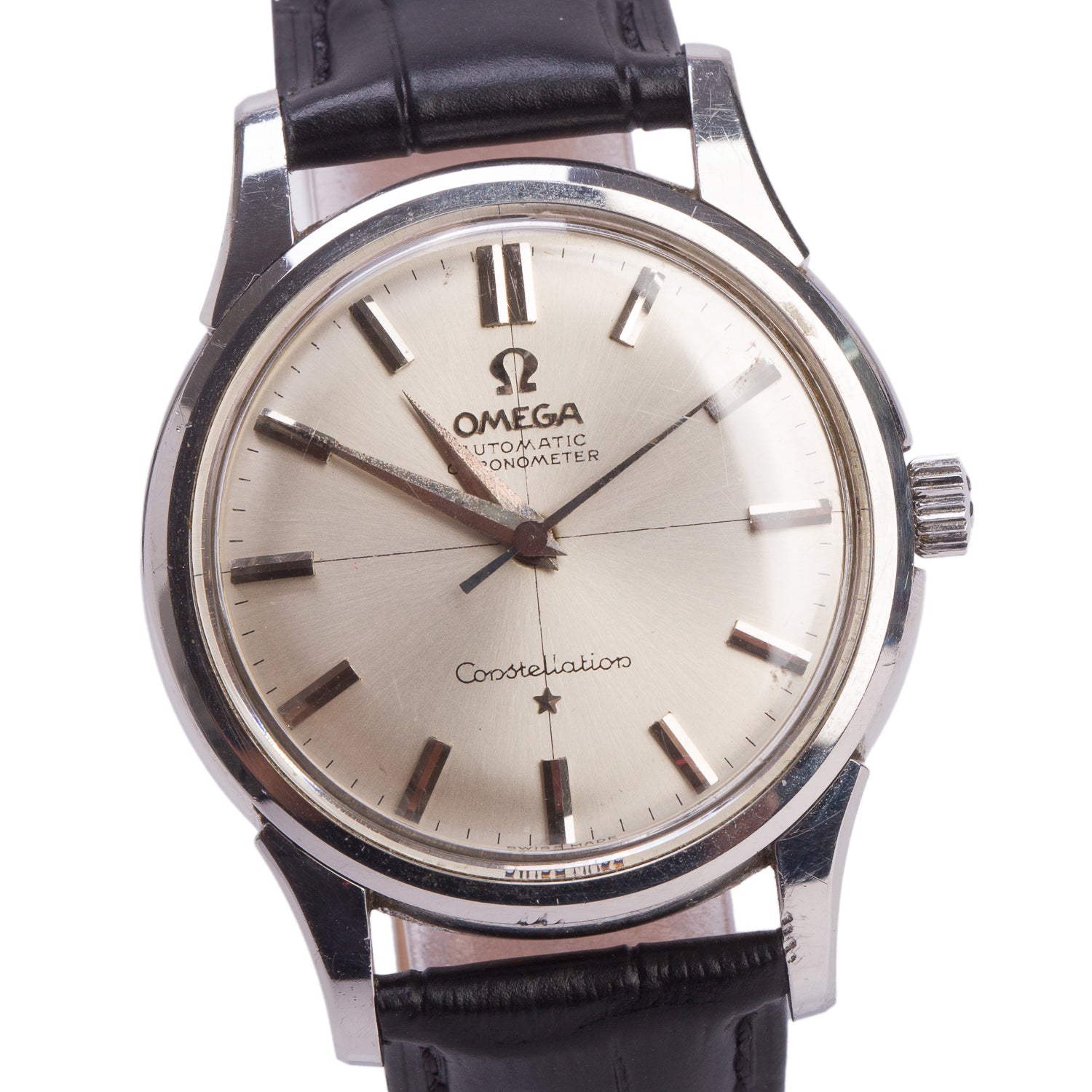 Omega Vintage Stainless Steel Constellation 34 MM Automatic Watch Silver Dial
