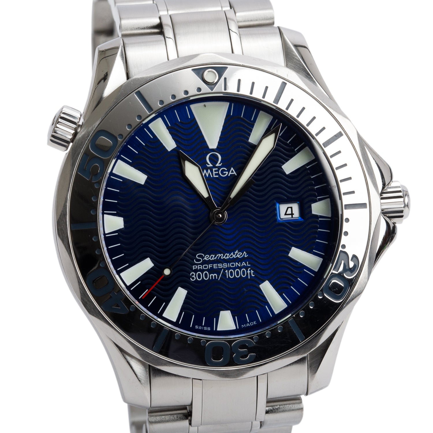 Omega Stainless Steel Seamaster Professional 300M 41 MM Quartz Watch Blue Dial