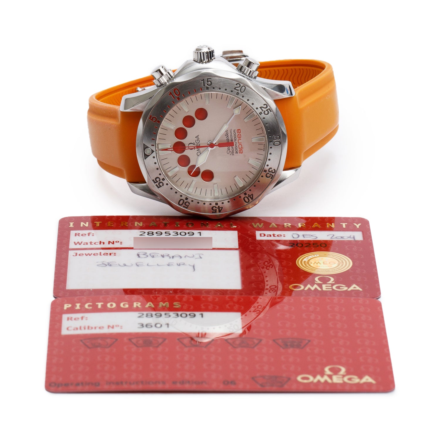 Omega Stainless Steel Seamaster Apnea 41.5 MM Automatic Chronograph Watch w/ Papers