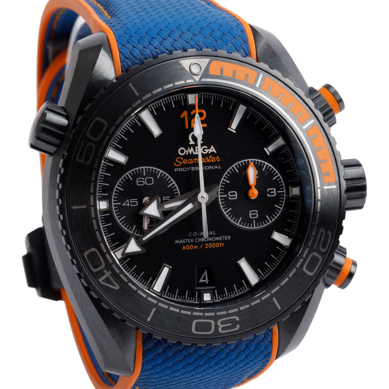 Omega Deep Black Seamaster Planet Ocean 600M Co-Axial Master Chronometer Chronograph 45.5MM Automatic Watch w/ Box, Papers & Extra Strap