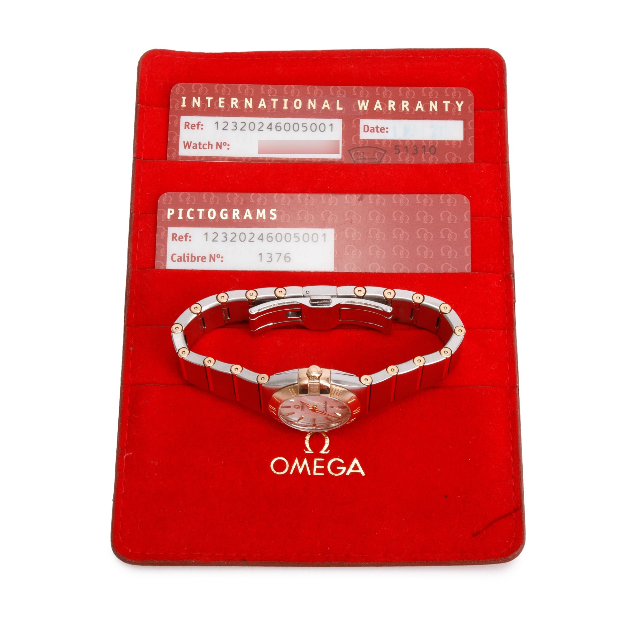 Omega Stainless Steel & 18k Rose Gold Mother of Pearl Dial Constellation 24 MM Watch w/ Papers