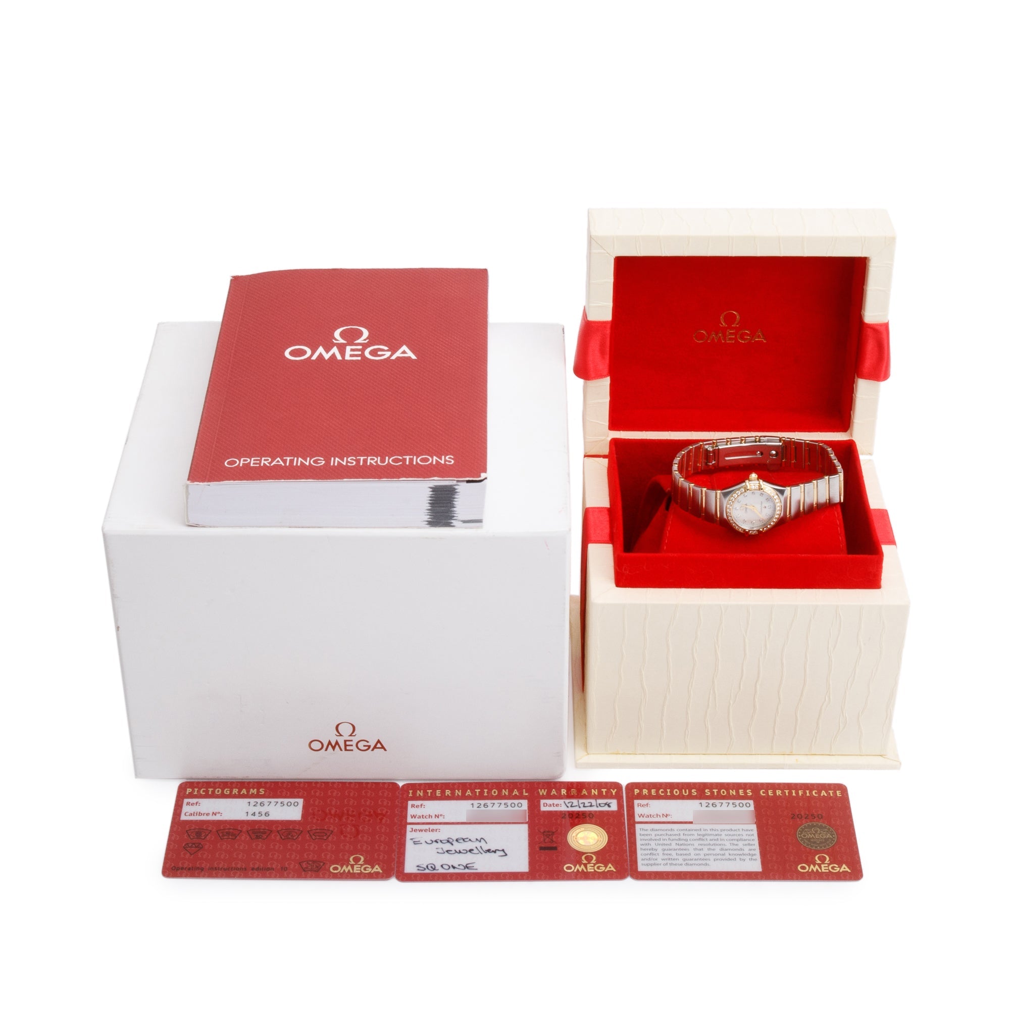 Omega Stainless Steel & 18k Yellow Gold Constellation 22.5 MM Diamond Bezel & Dial Watch w/ Box & Papers