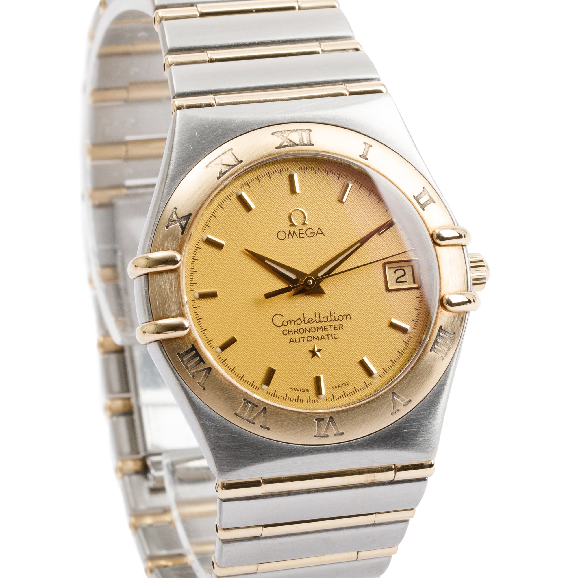 Omega Stainless Steel & 18k Yellow Gold Constellation Chronometer 35 MM Automatic Watch w/ Cards