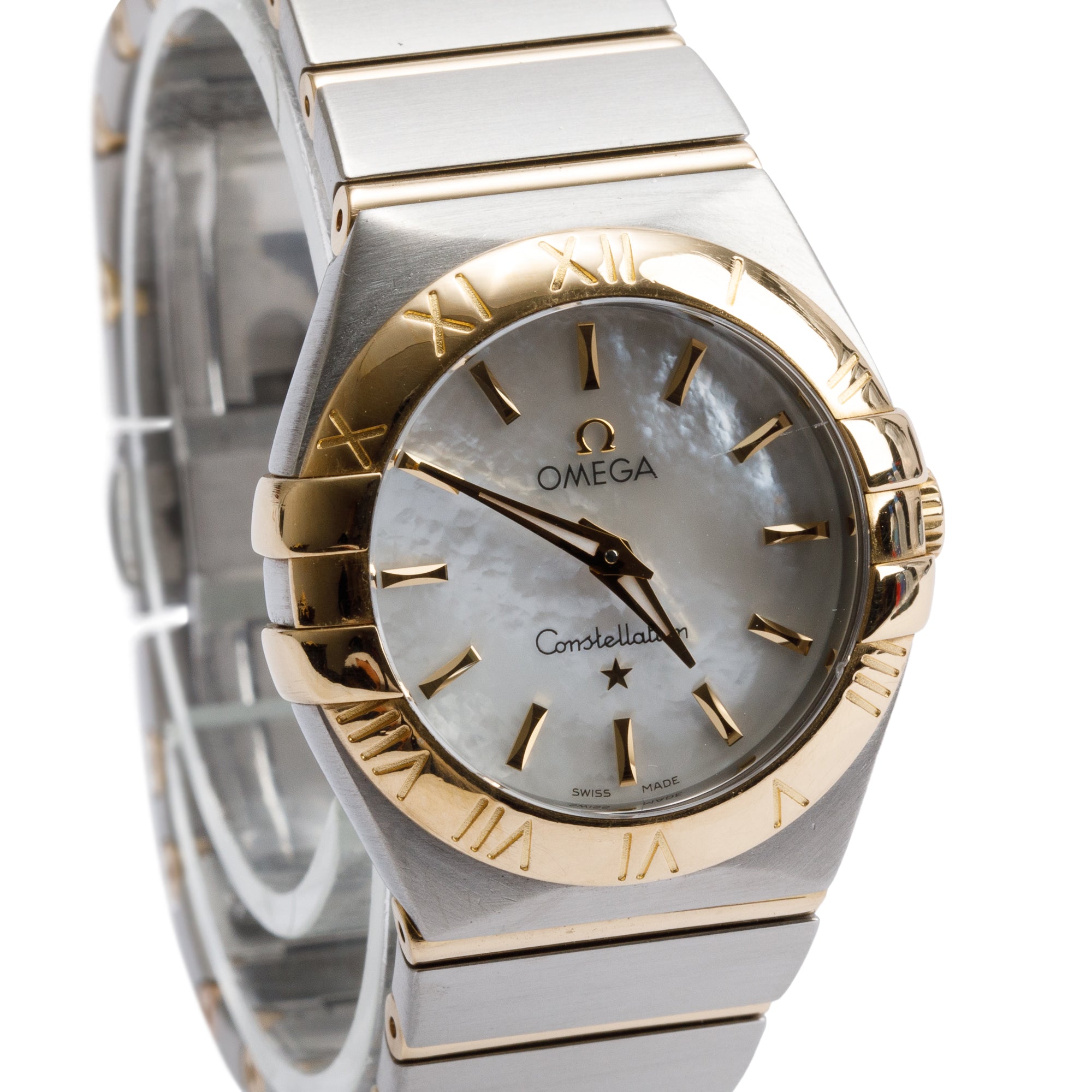 Omega Stainless Steel & 18k Yellow Gold Mother of Pearl Dial Constellation 28 MM Watch