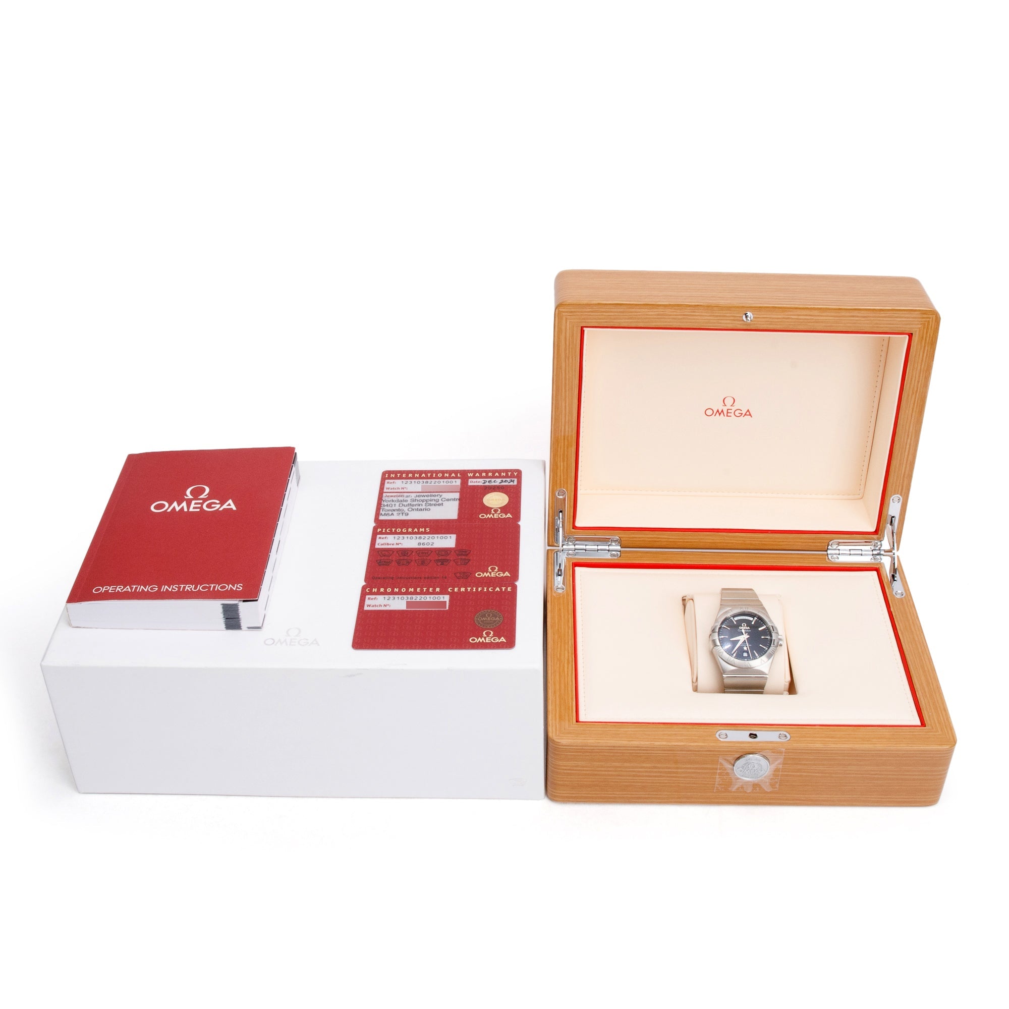 Omega Stainless Steel Constellation Day-Date 38 MM Co-Axial Chronometer Automatic Watch Black Dial w/ Box & Papers