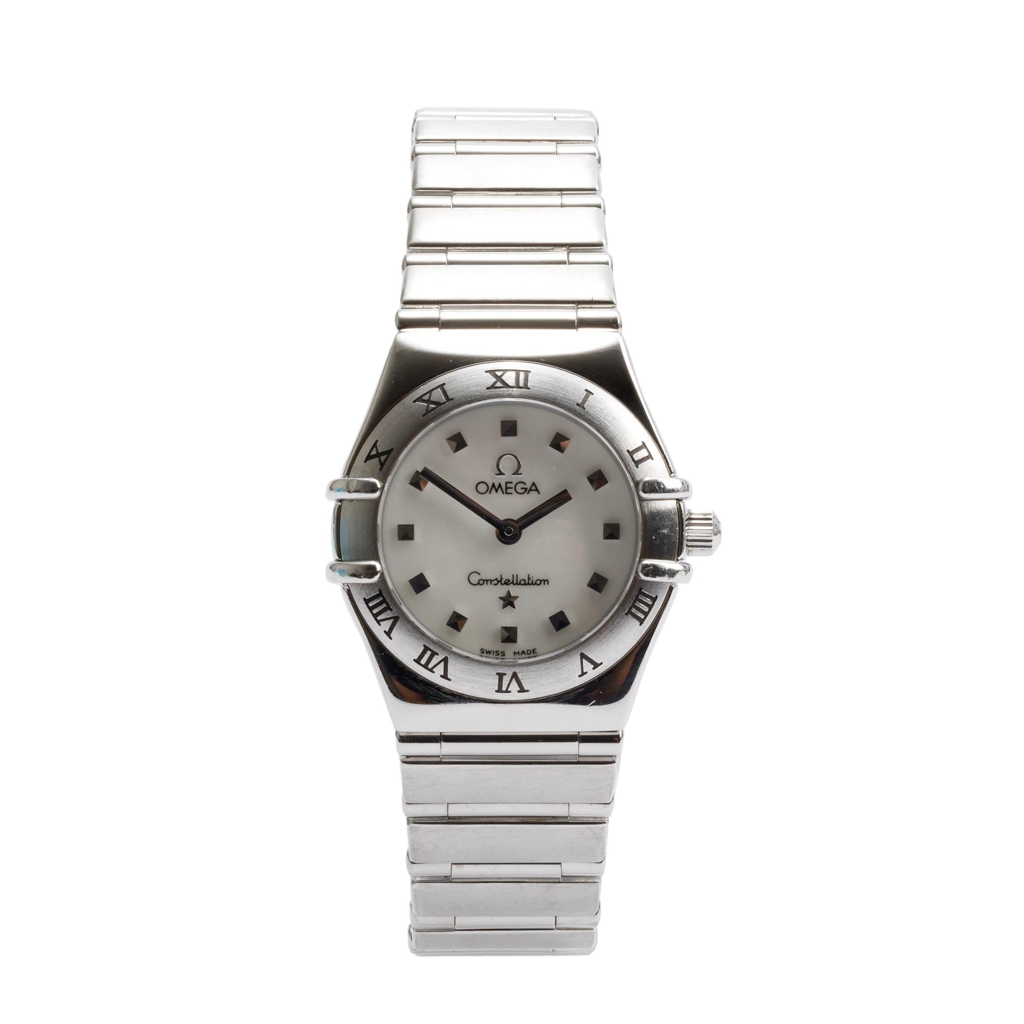 Omega Stainless Steel Constellation My Choice 23 MM Mother of Pearl Bezel Watch