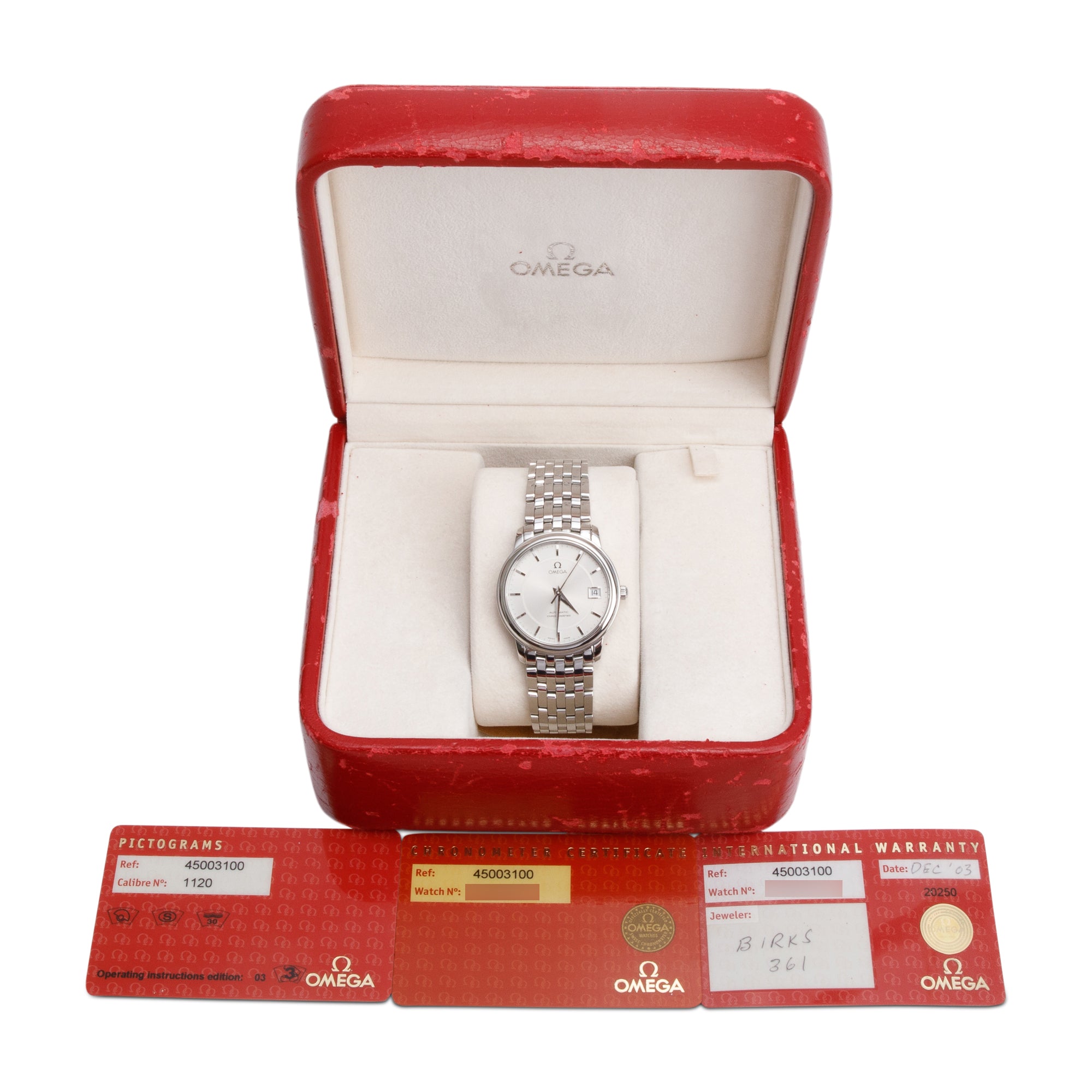 Omega Stainless Steel De Ville Prestige 34.7 MM Automatic Watch w/ Box & Papers