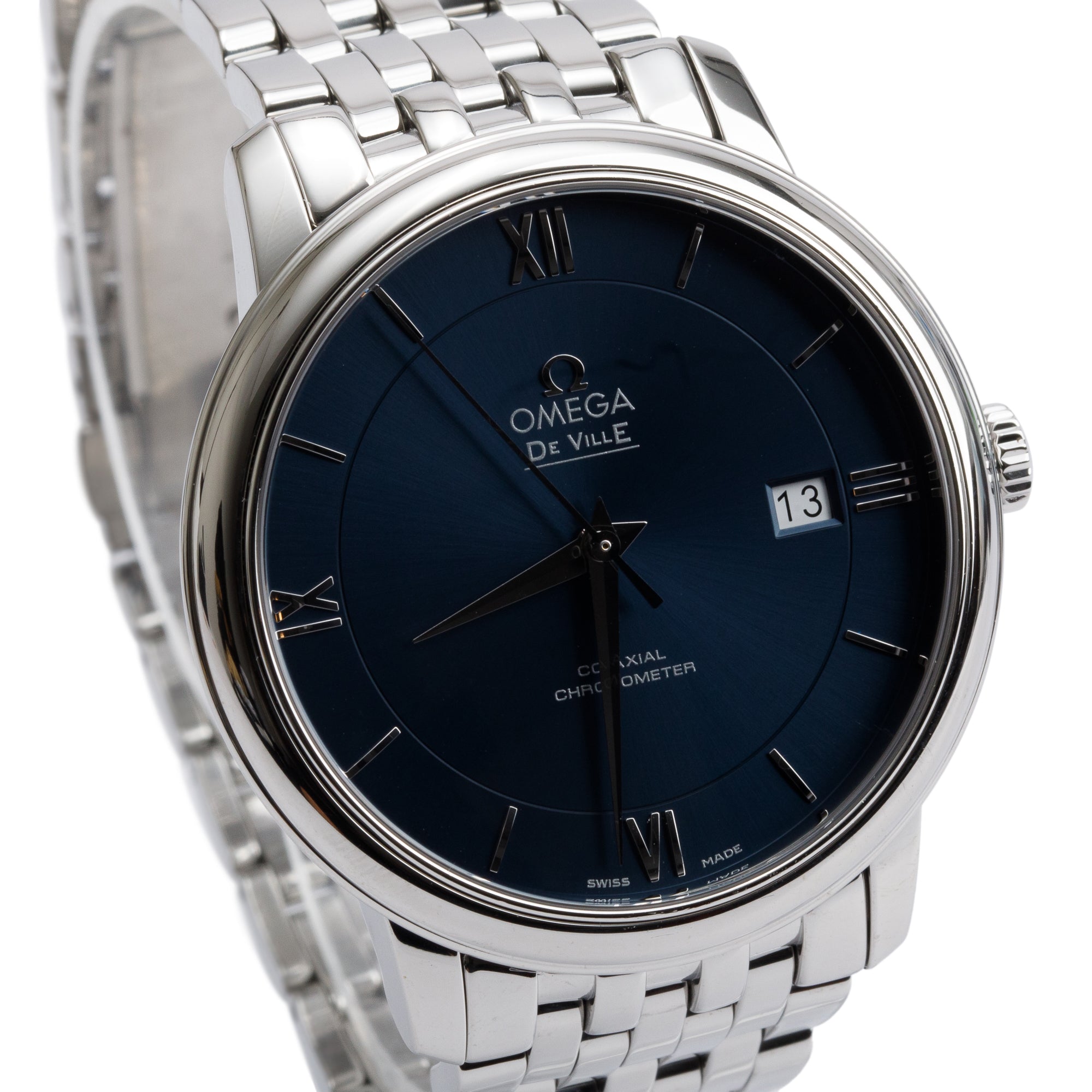 Omega Stainless Steel De Ville Prestige Blue Dial 39 5 MM Co Axial Chr Omega Stainless Steel De Ville Prestige Blue Dial 39 5 MM Co Axial Chr