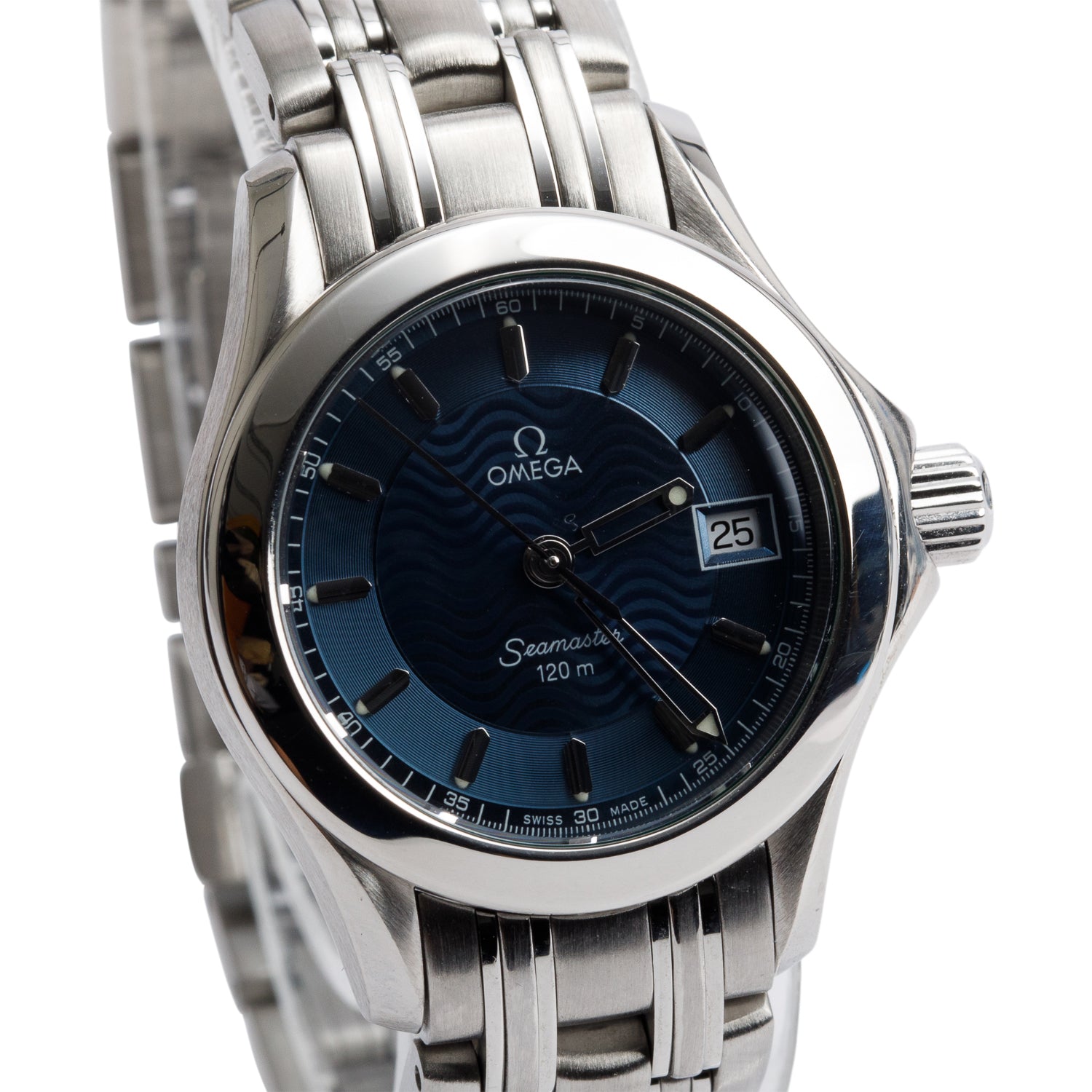 Omega Stainless Steel Seamaster 120M 26 MM Quartz Watch Blue Dial w/ Box