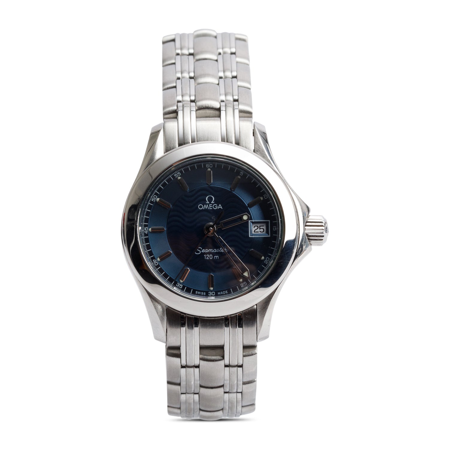 Omega Stainless Steel Seamaster 120M 26 MM Quartz Watch Blue Dial w/ Box