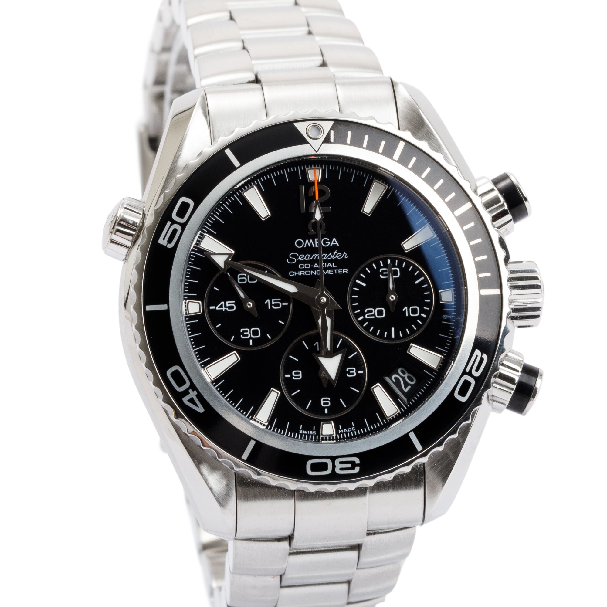 Omega Stainless Steel Seamaster Planet Ocean 600M Chronograph 37.5 MM Automatic Watch w/ Box & Papers
