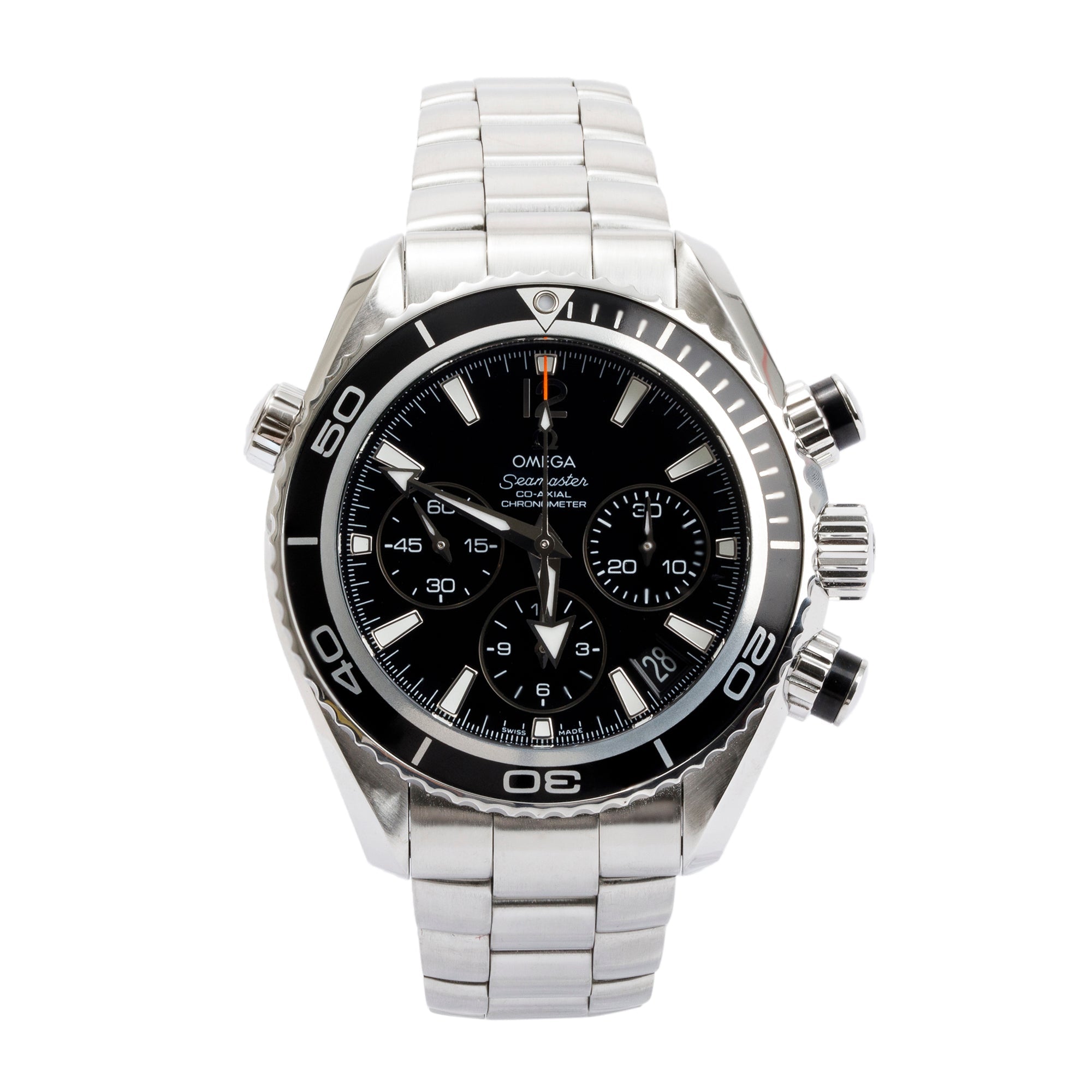 Omega Stainless Steel Seamaster Planet Ocean 600M Chronograph 37.5 MM Automatic Watch w/ Box & Papers