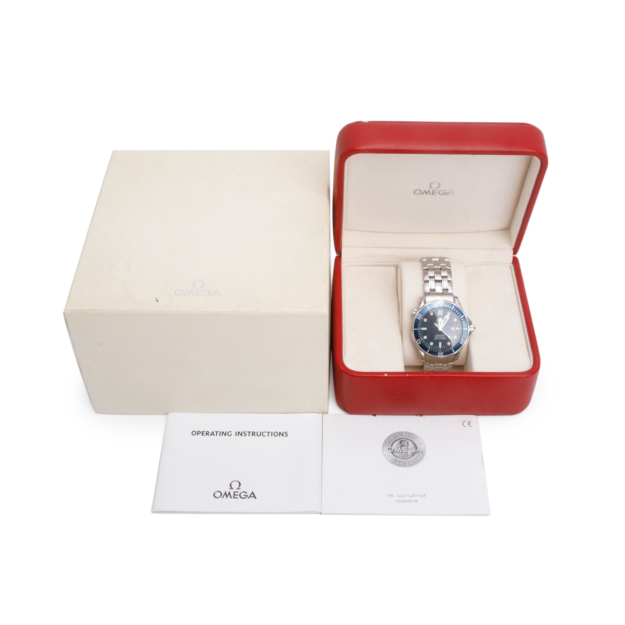 Omega Stainless Steel Seamaster Professional Diver 300M 41 MM Quartz Watch w/ Box & Service Papers