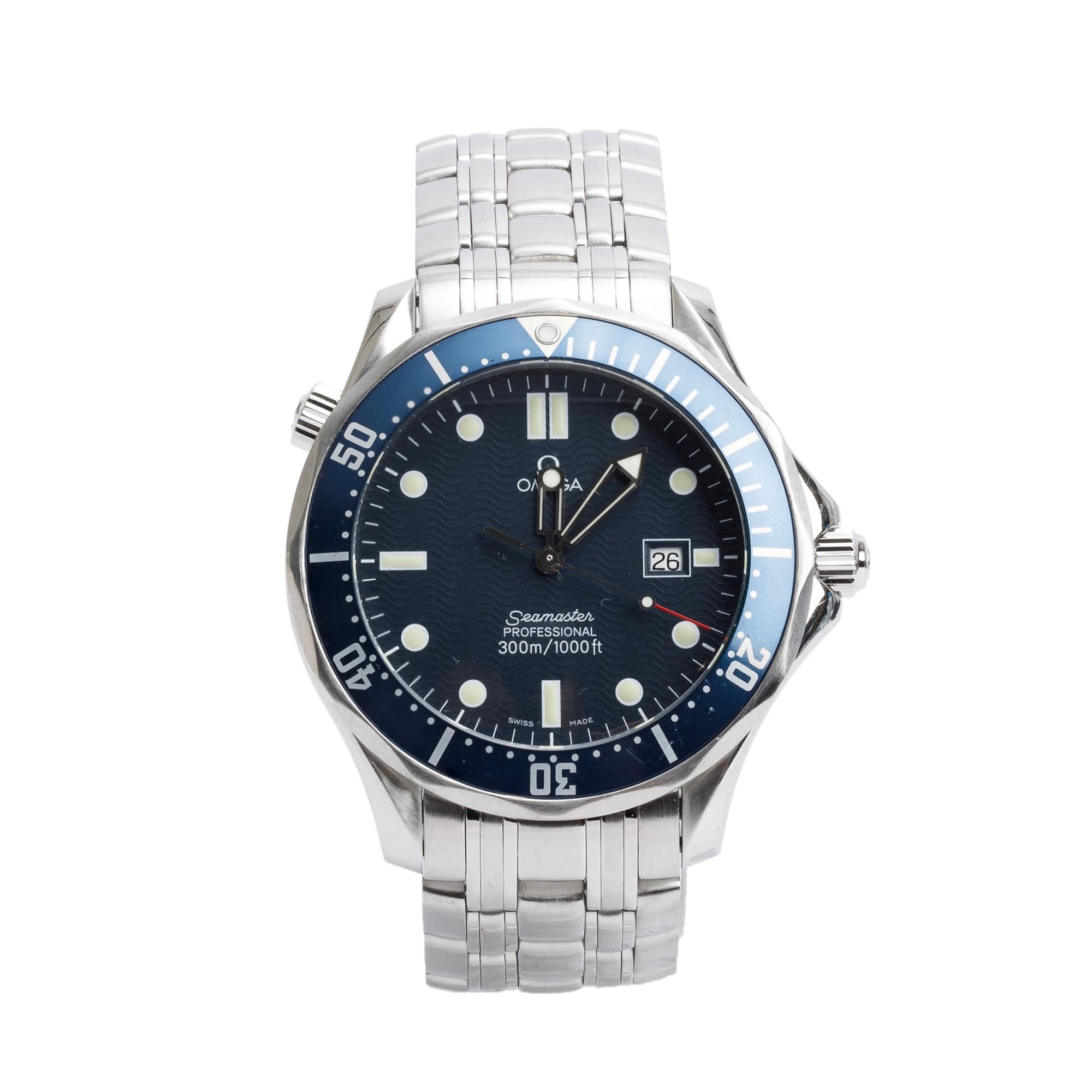 Omega Stainless Steel Seamaster Professional Diver 300M 41 MM Quartz Watch w/ Box & Service Papers