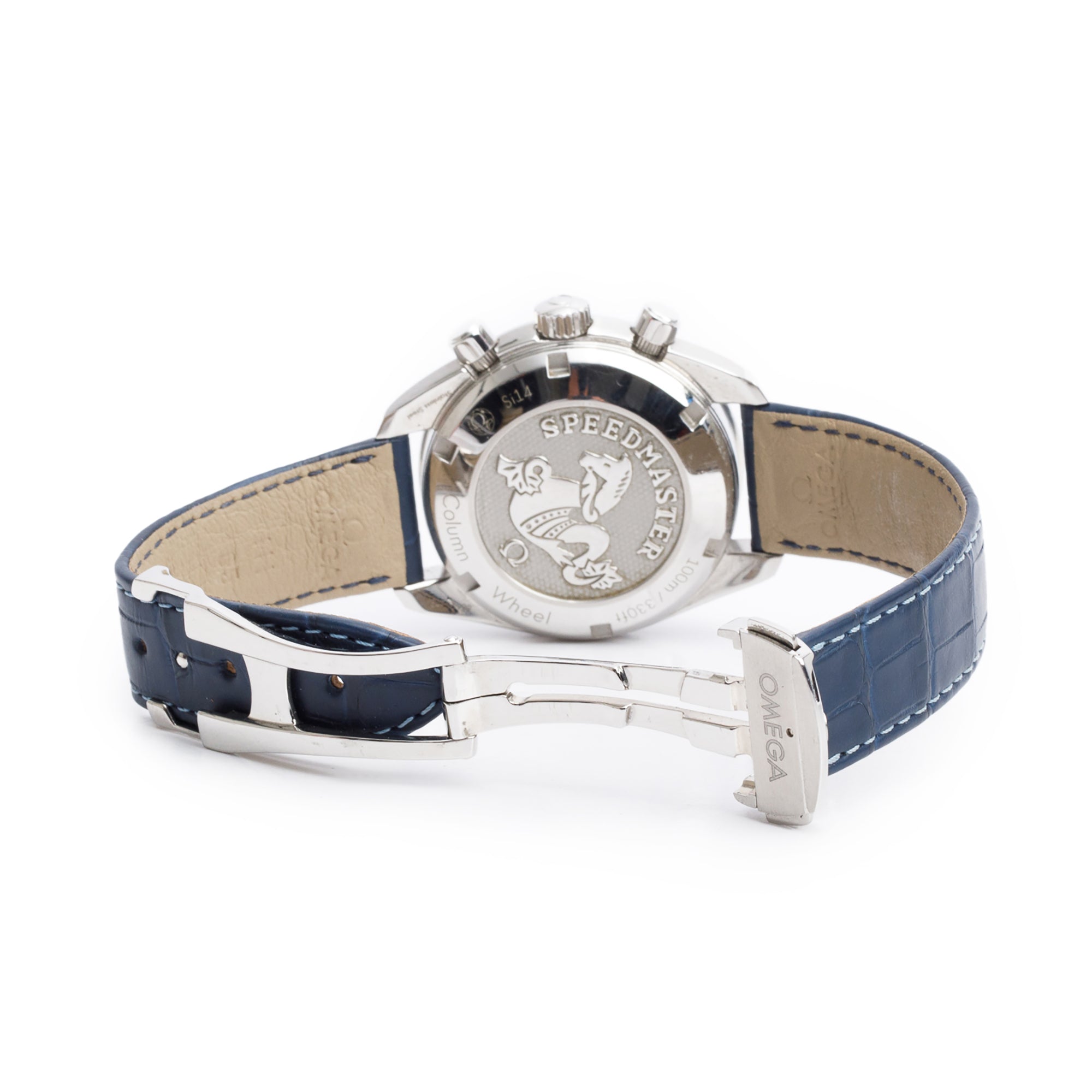 Omega Stainless Steel Speedmaster 38 MM Co-Axial Chronometer Chronograph Automatic Watch w/ Pouch, Papers & Extra Strap